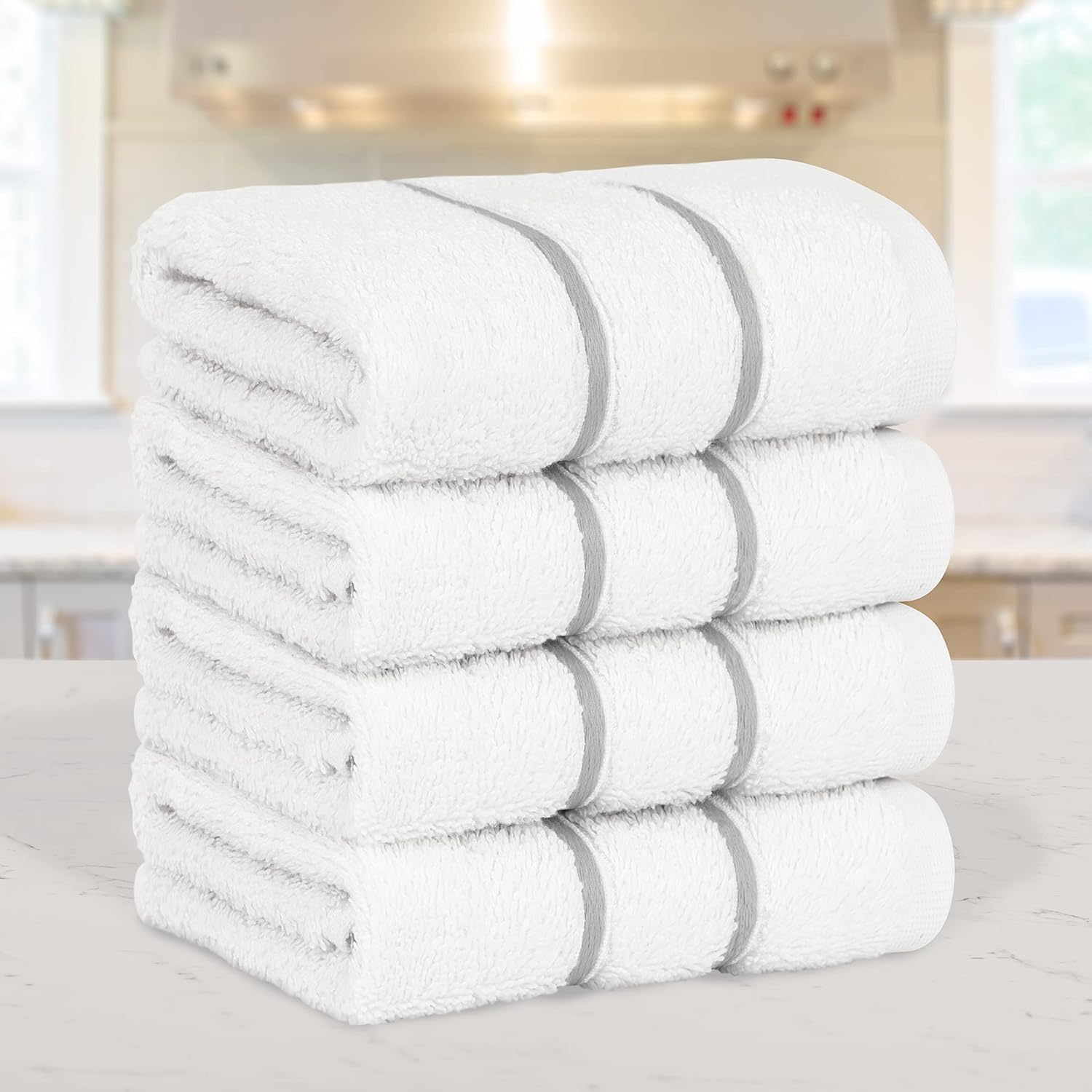 Dorlion 4 Pack Light Gray Washcloths