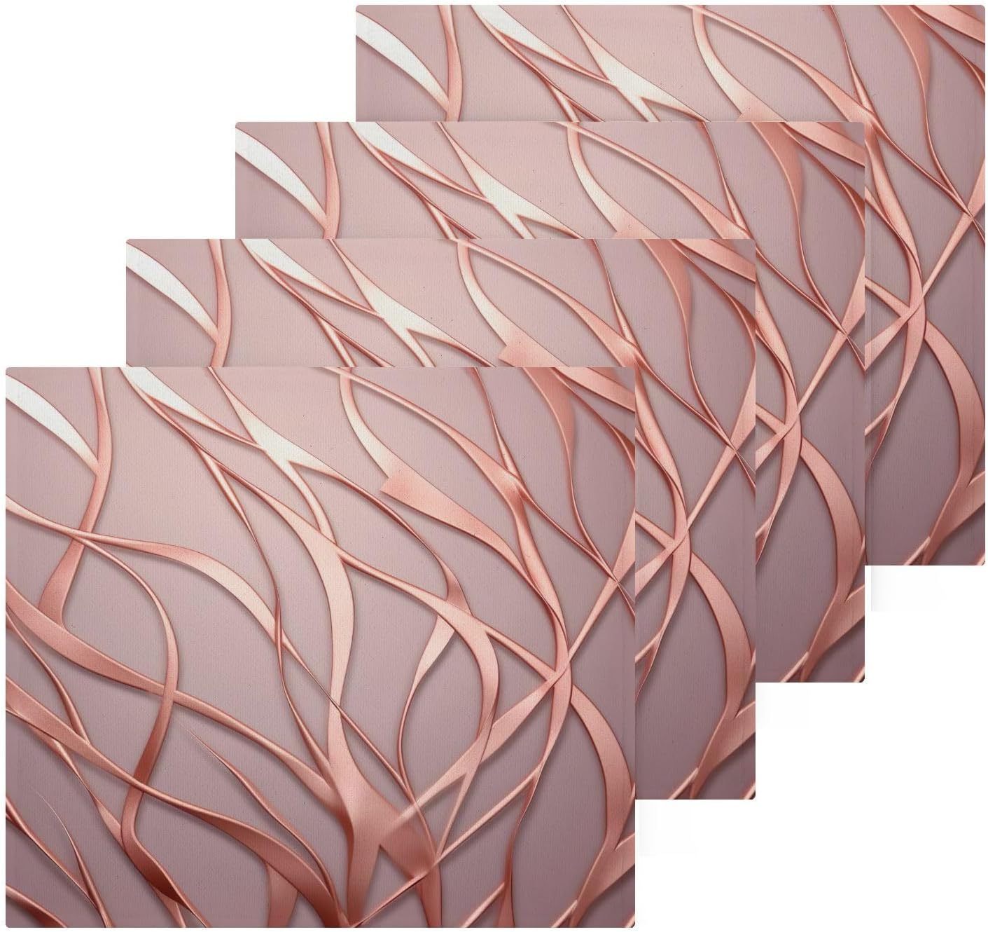 Elegant Rose Gold Stripes Washcloth Set