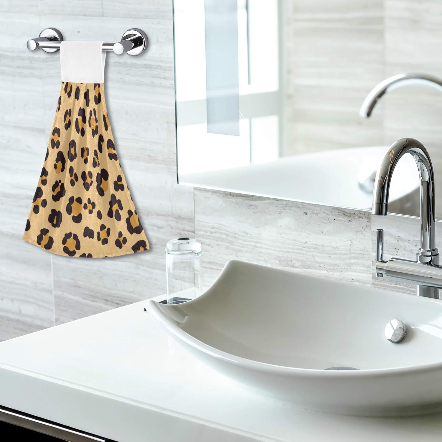 Stylish Leopard Skin Hand Towels for Bathroom Home Fast Drying Durable