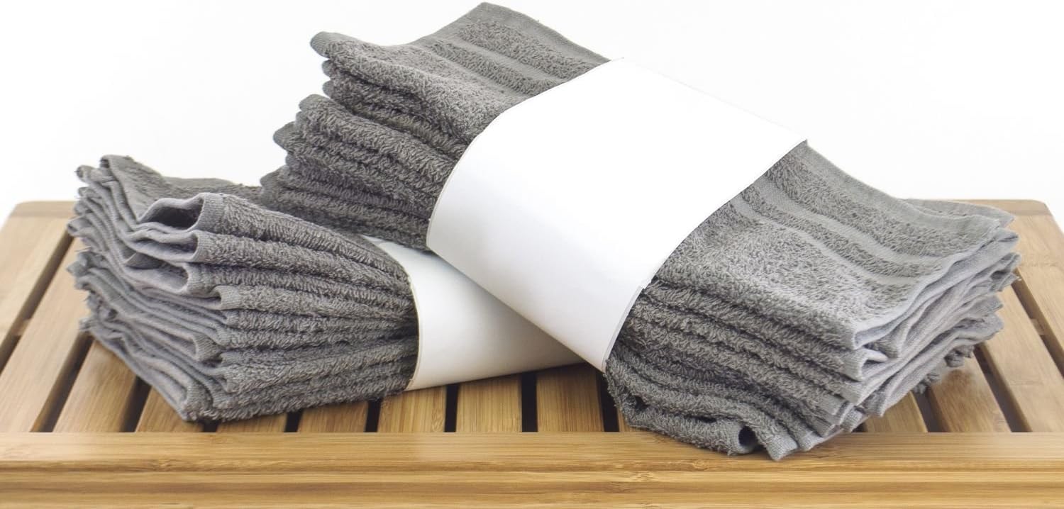 24 Set Eco Cotton Washcloths Cam Border Gray