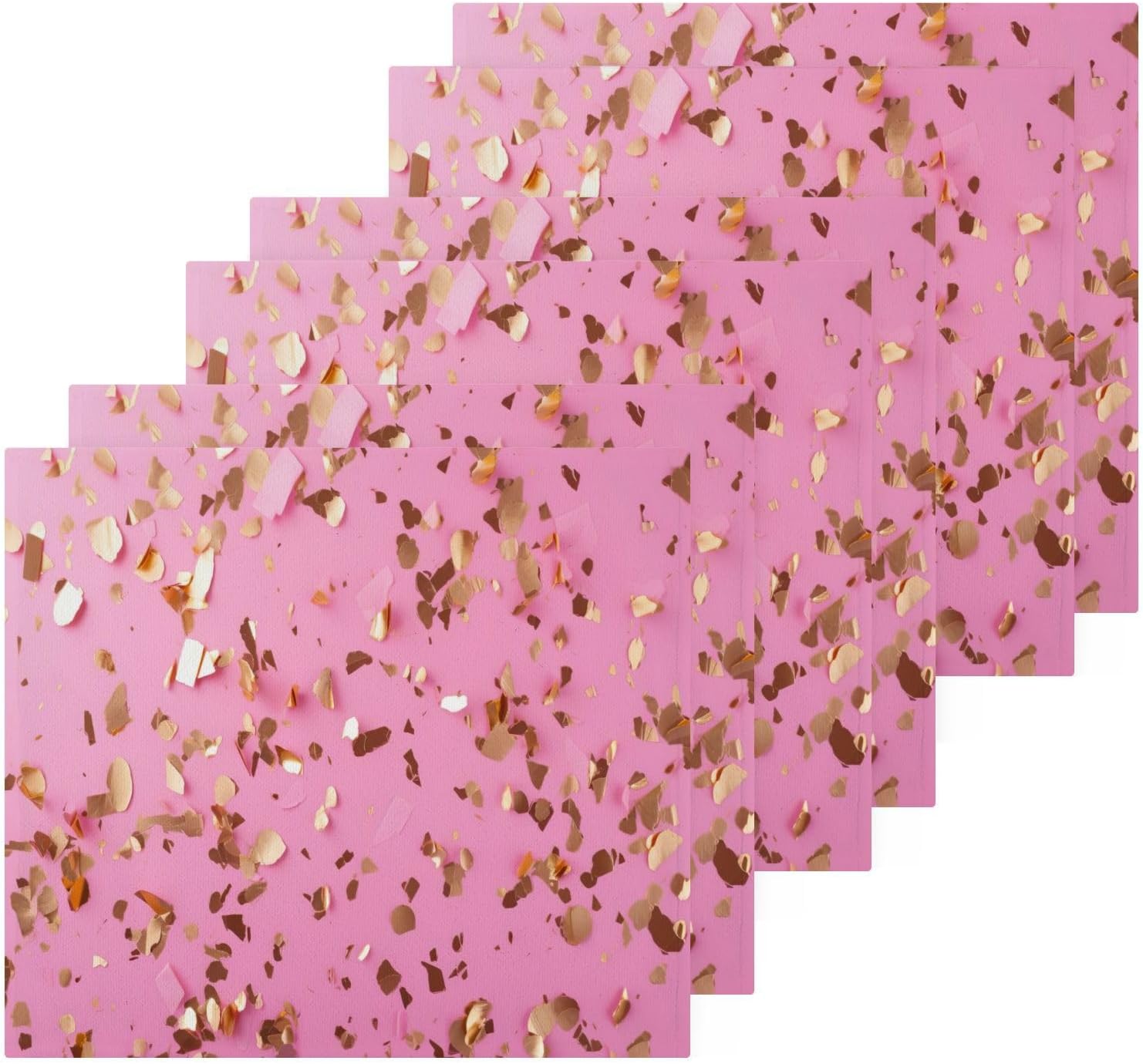 Rose Gold Fireworks Washcloth Set Soft Reusable Absorbent 12x12