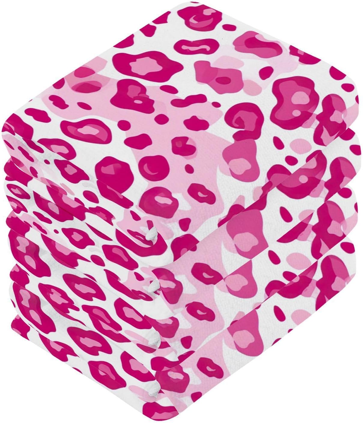 Pink Leopard Washcloths 2-Pack Soft Reusable Cotton Face Towels