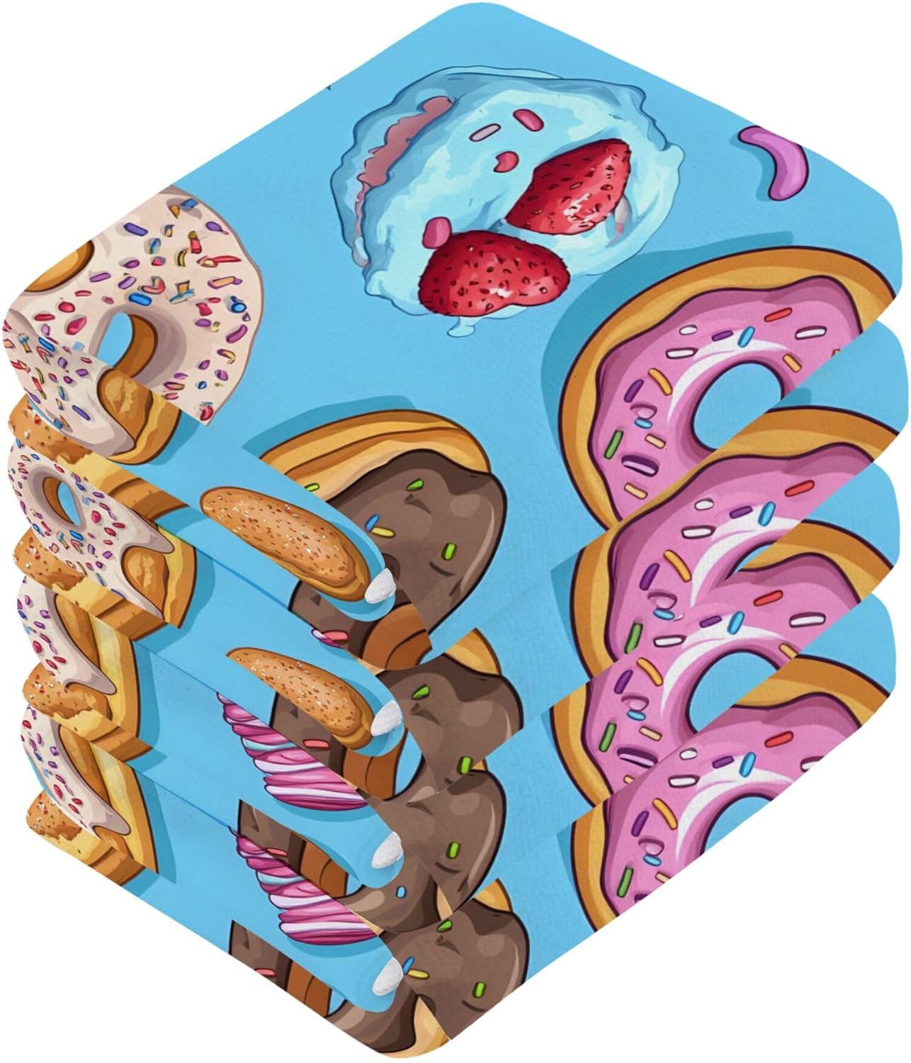 Xigua Cupcakes Washcloths Set of 4 12x12 Inch