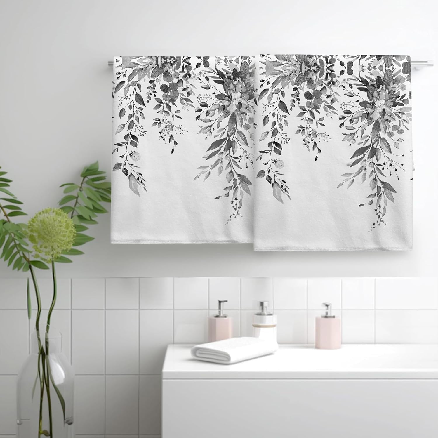 2-Pack Eucalyptus Microfiber Hand Towels Soft Absorbent for Home Travel