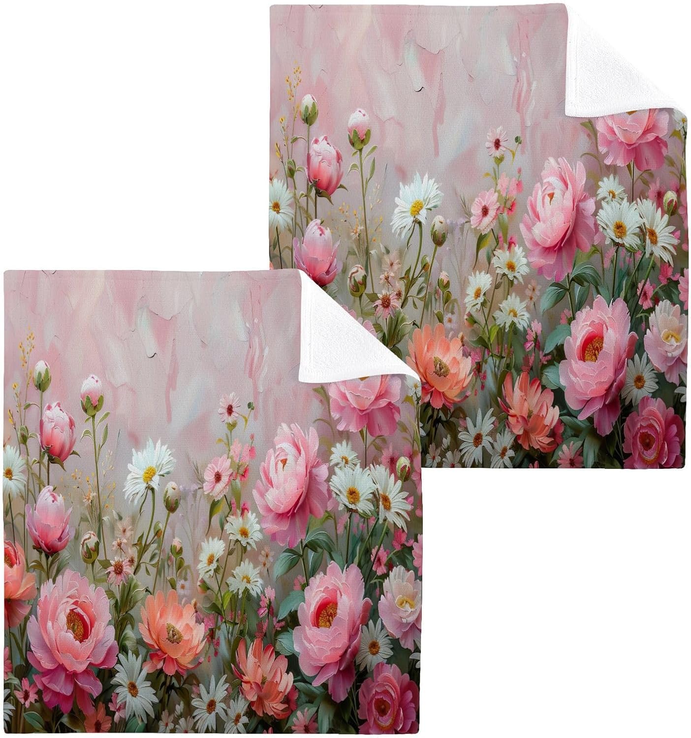 Yettasbin Peony Flower Washcloths 2 Pack