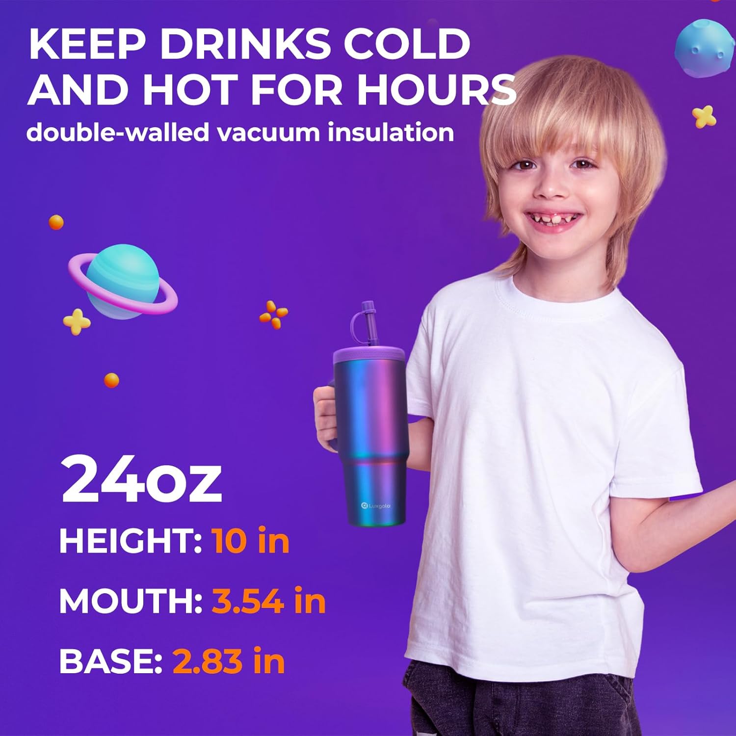 Luxgola 24oz Tumbler with Handle and Leak-Proof Lid