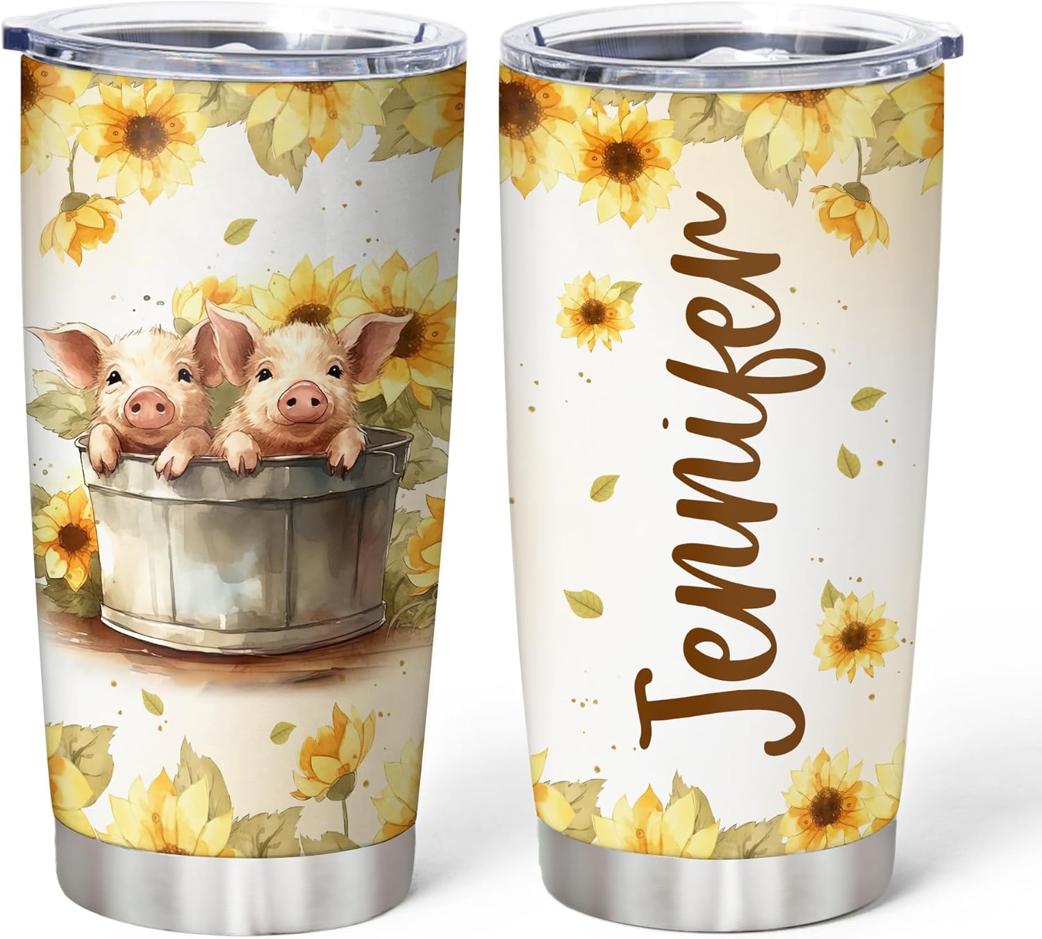 Hyturtle Custom Name Stainless Steel Tumbler 20oz for Pig Lover
