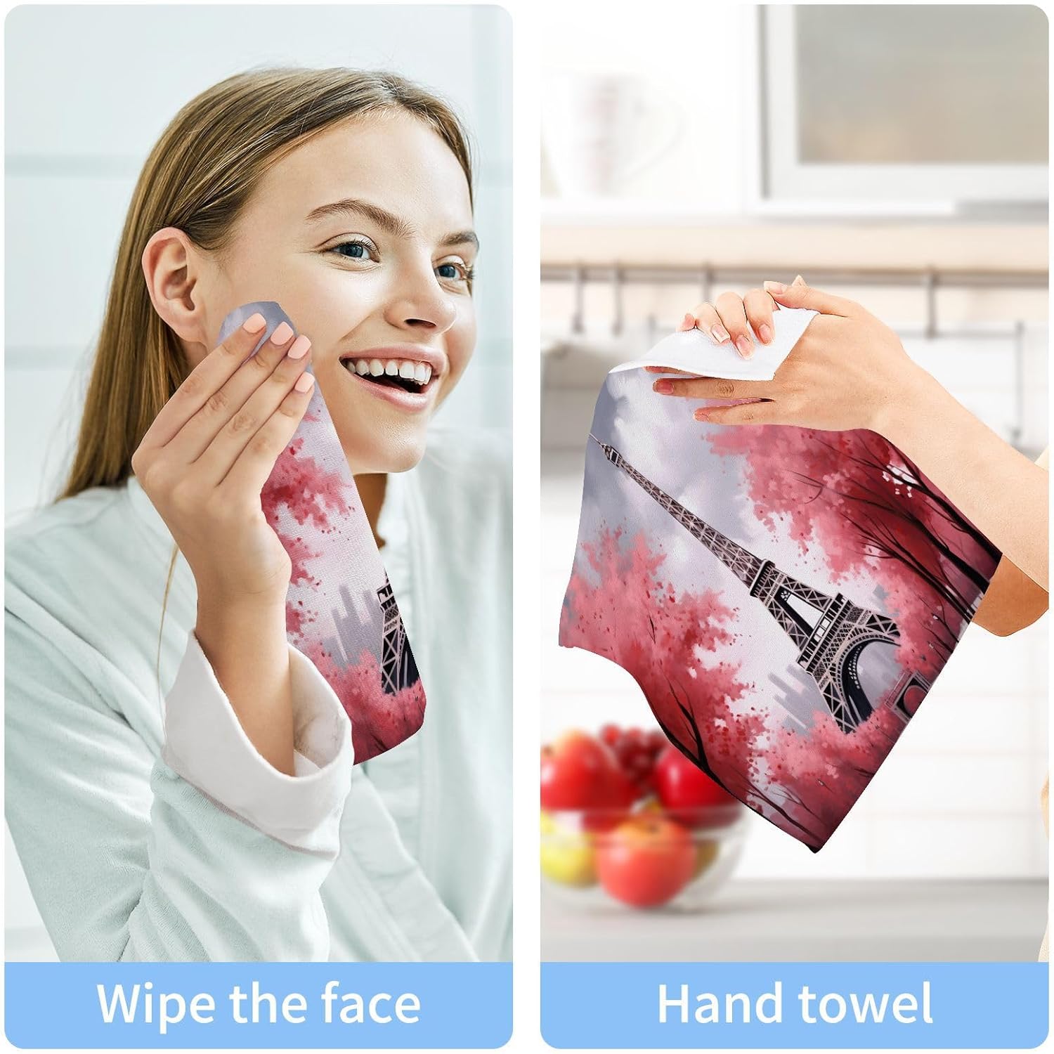 Eiffel Tower Washcloth Set Soft Absorbent for Baby Adults