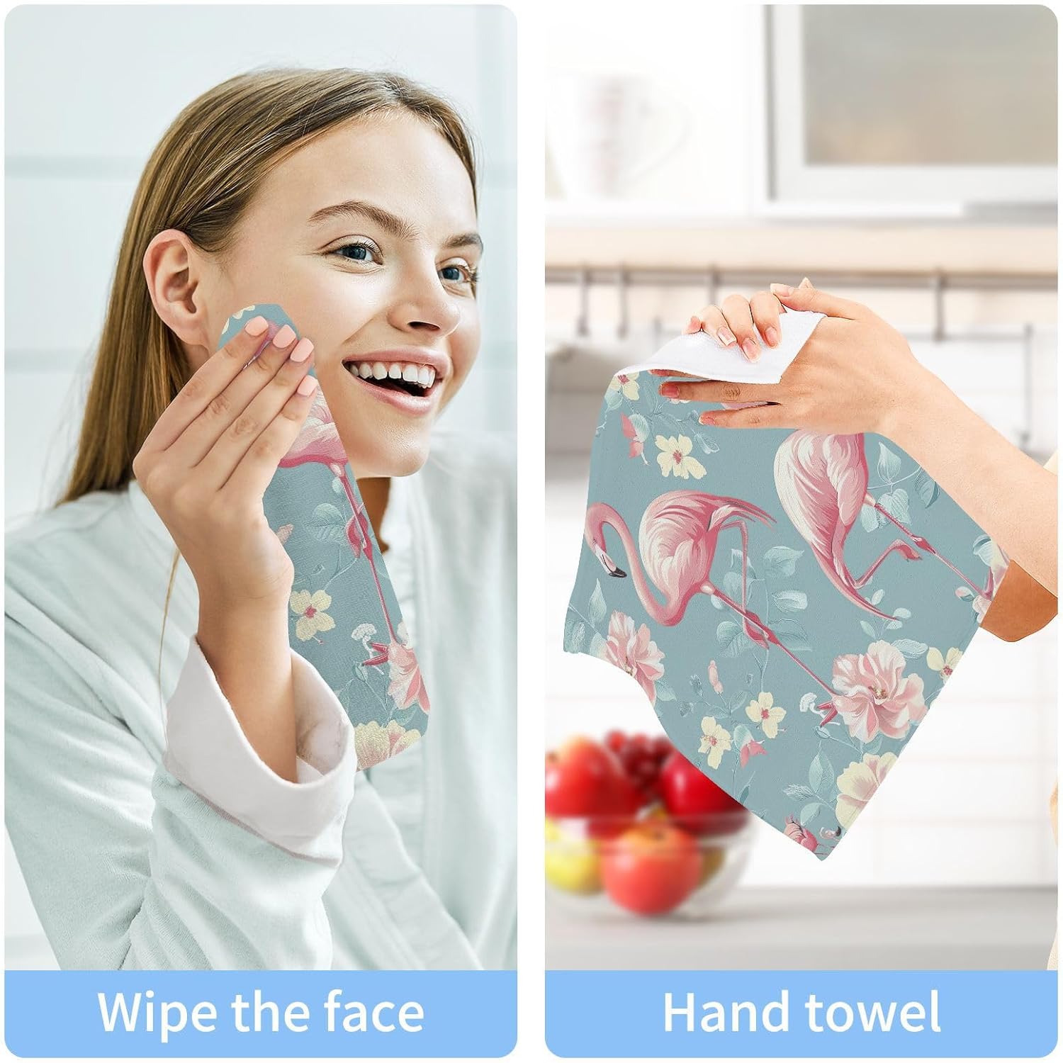 Flamingo Washcloth 12x12 Soft Absorbent Reusable for Adults Babies