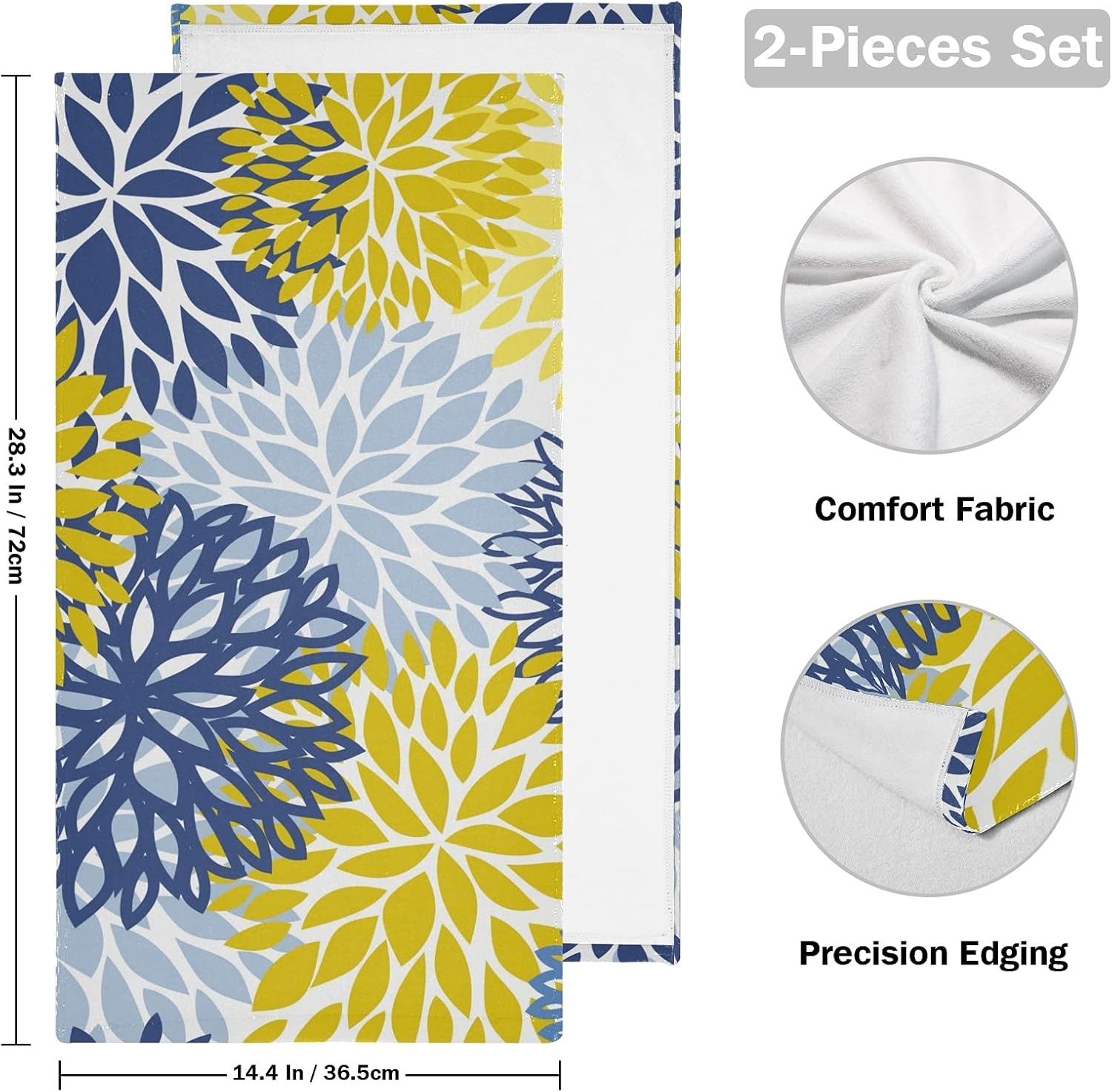 Sukiyo Exquisite Floral Chrysanthemum Hand Towels Set of 2