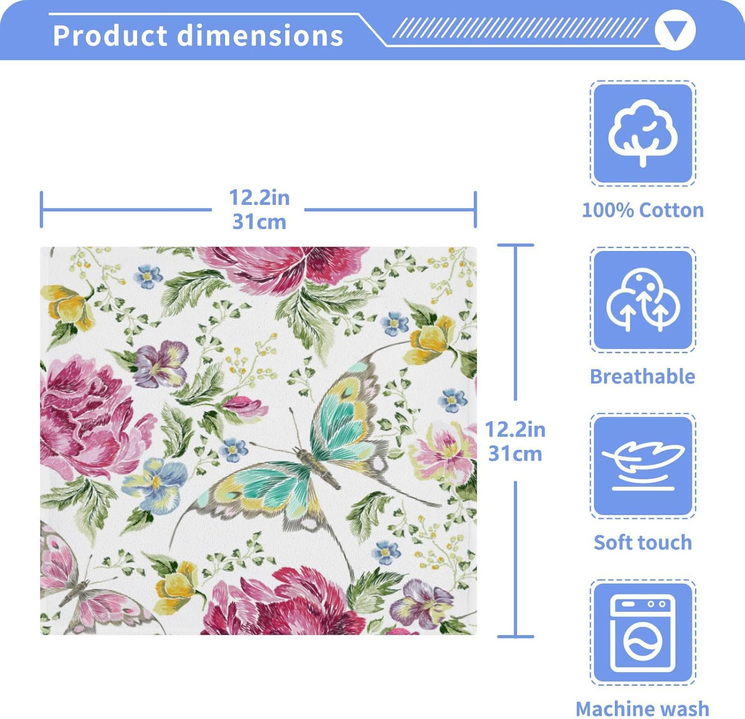 ALAZA Floral Roses Violets Washcloth Set