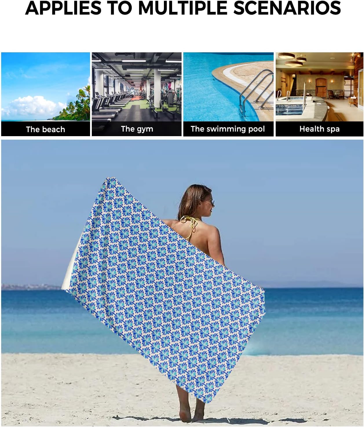 Boanket Blue Flowers 3-Piece Bath Towel Set