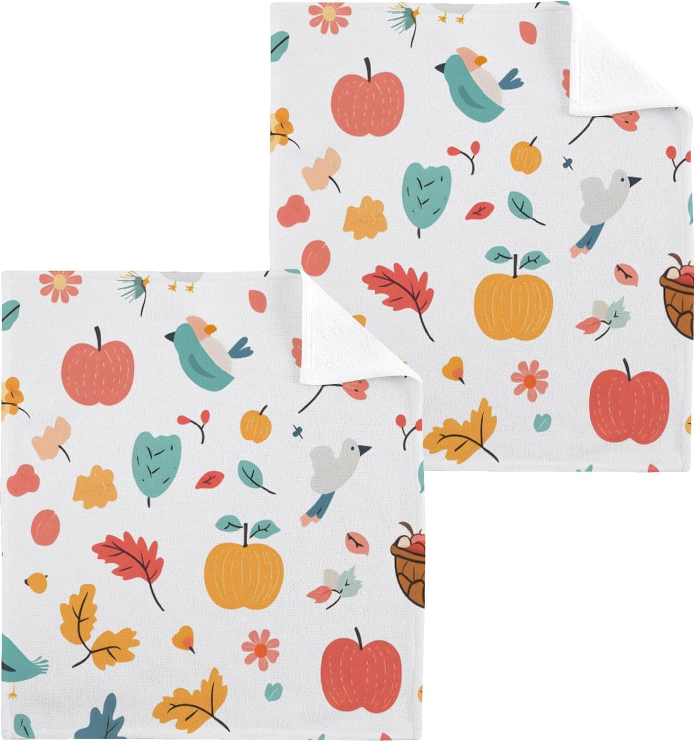 Machine Washable Autumn xigua Washcloth Set - Soft Absorbent Face Body Kitchen Toweels