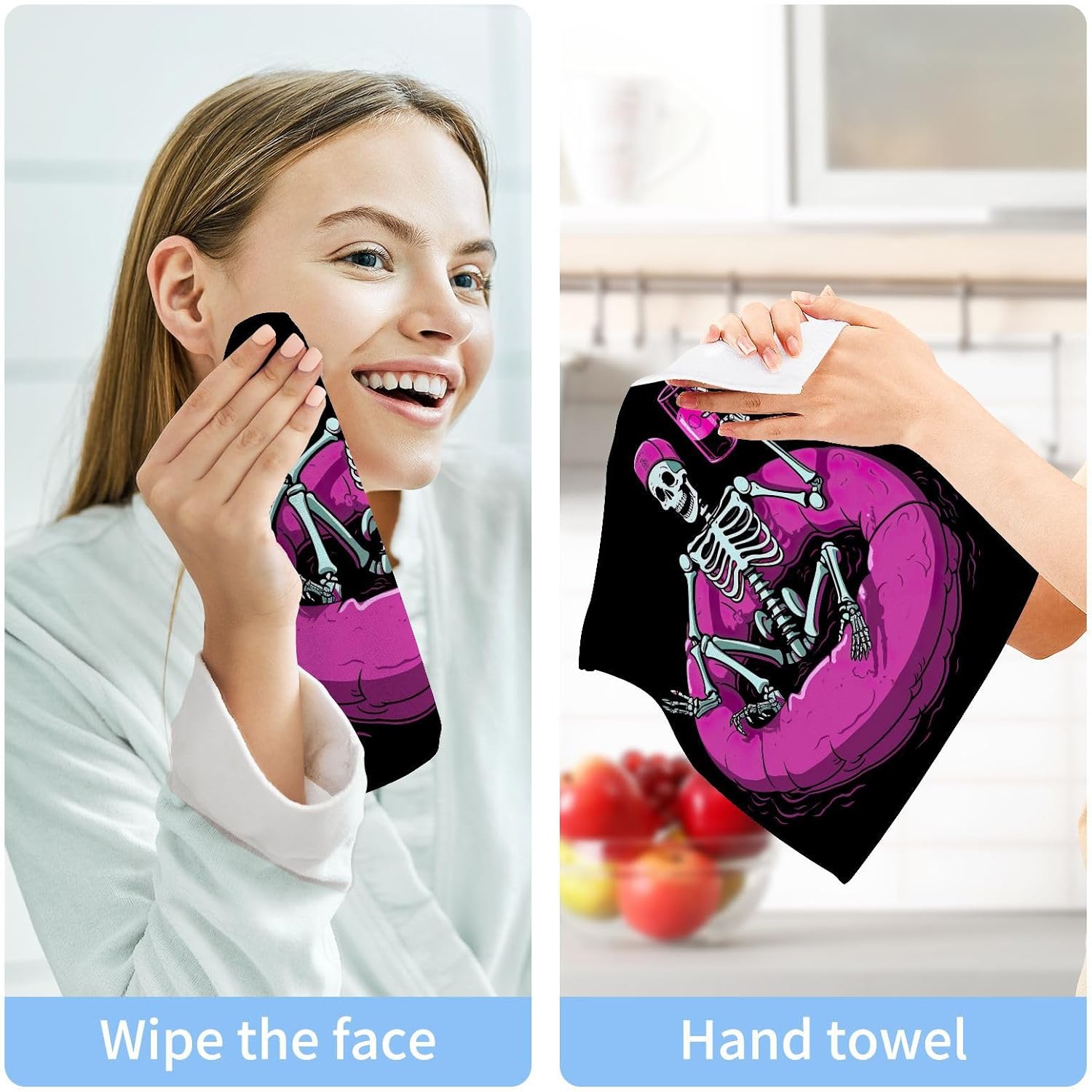 Skeleton Washcloths - Soft Absorbent Reusable Face Towels