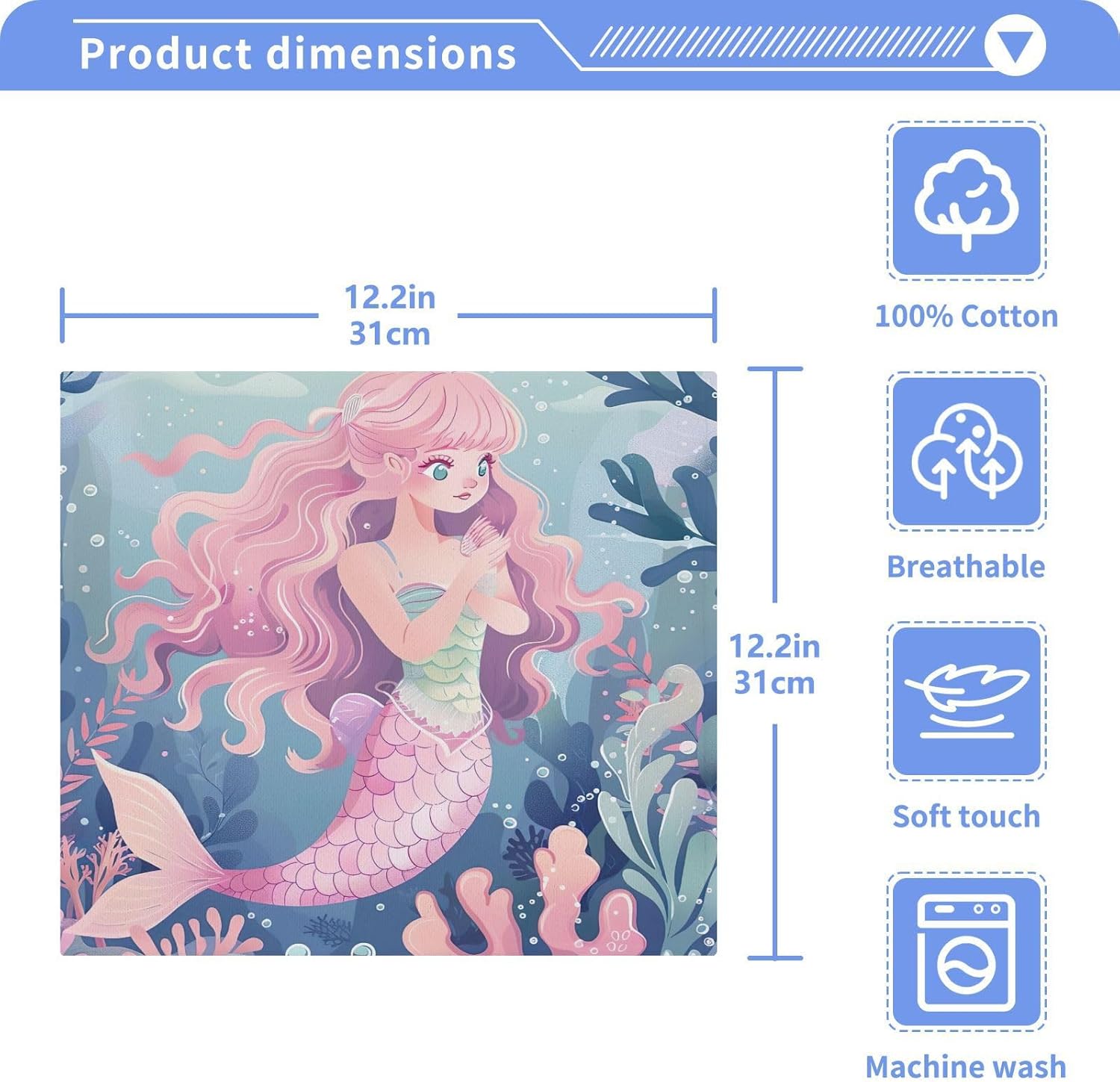 Mermaid Washcloths 2 Pack Soft Absorbent Towels