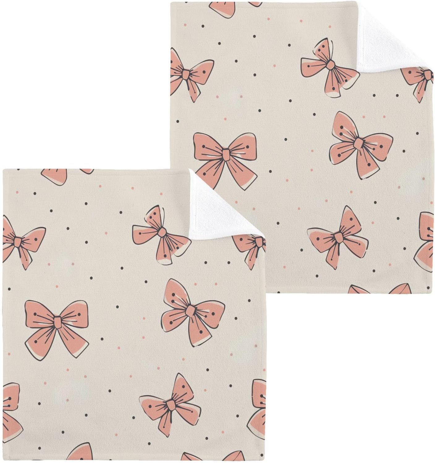 Light Pink Bow Washcloth Set