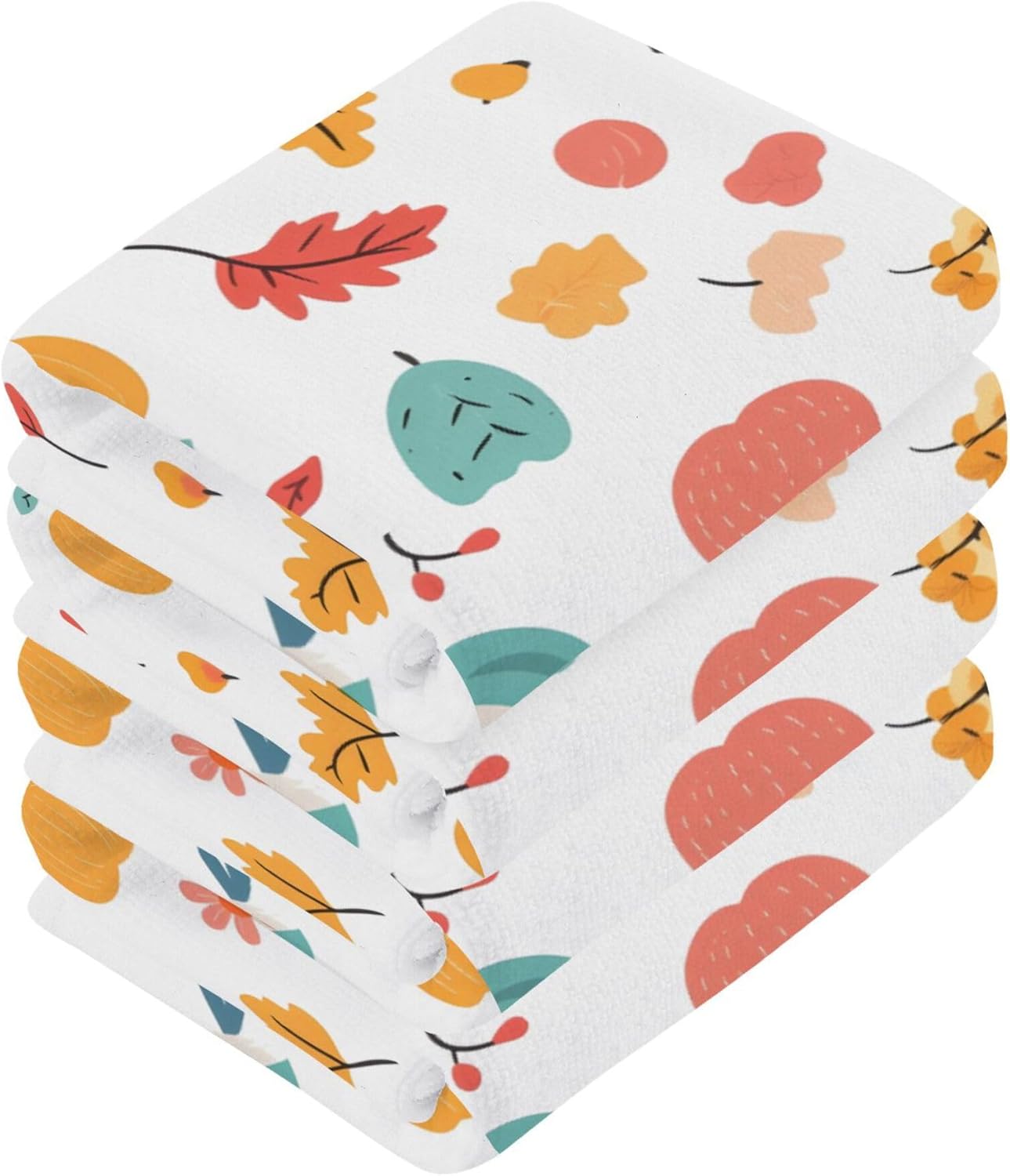 Machine Washable Autumn xigua Washcloth Set - Soft Absorbent Face Body Kitchen Toweels