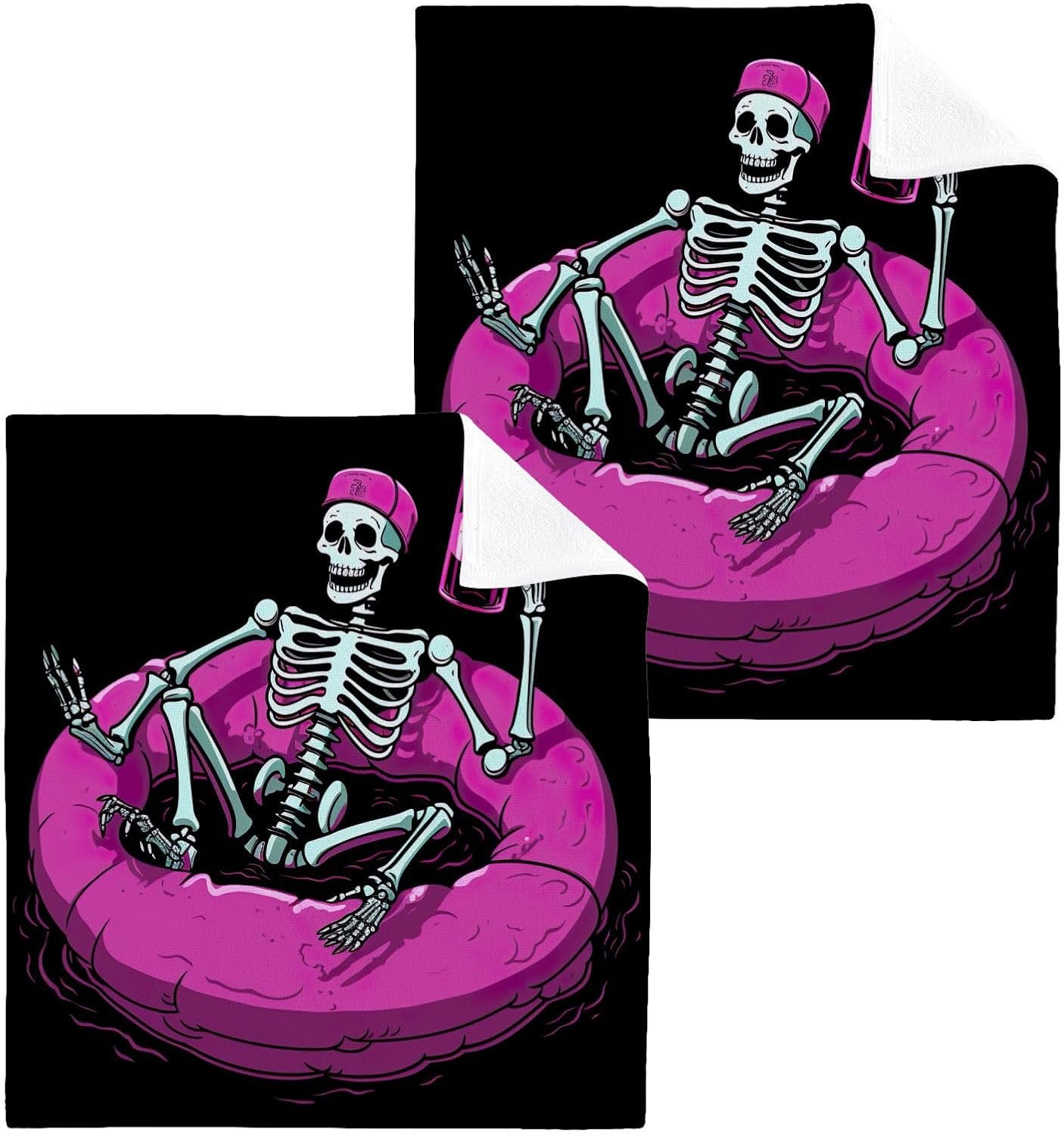 Skeleton Washcloths - Soft Absorbent Reusable Face Towels