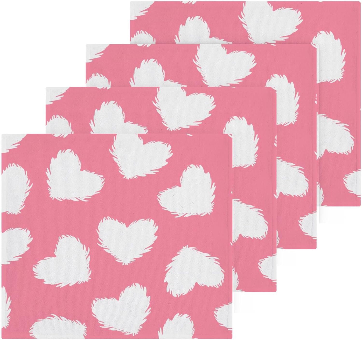 Xigua White Heart Washcloths Set of 2 12x12 Inch
