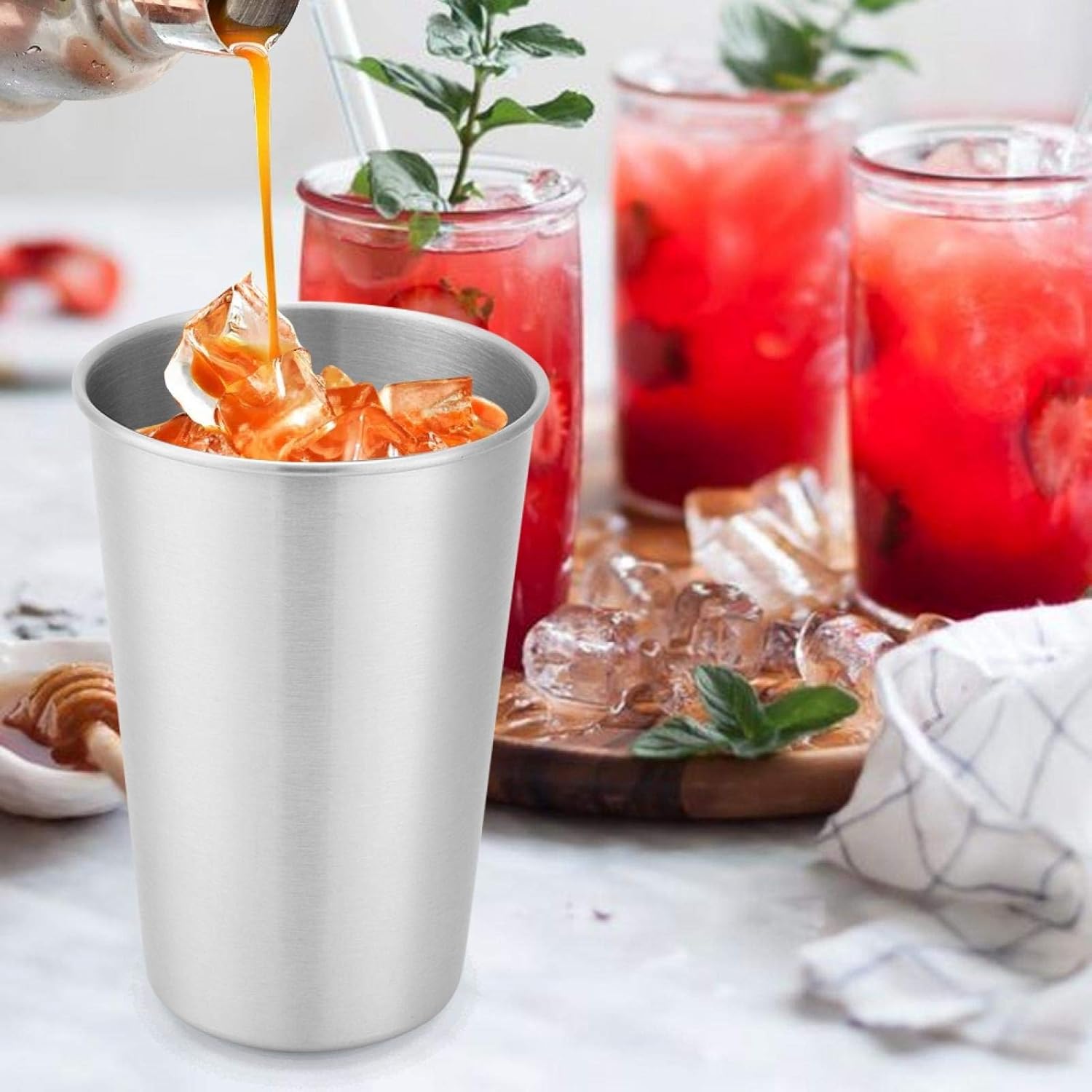Sturdy 500ml Stainless Steel Juice Cup for Hot Cold Drinks