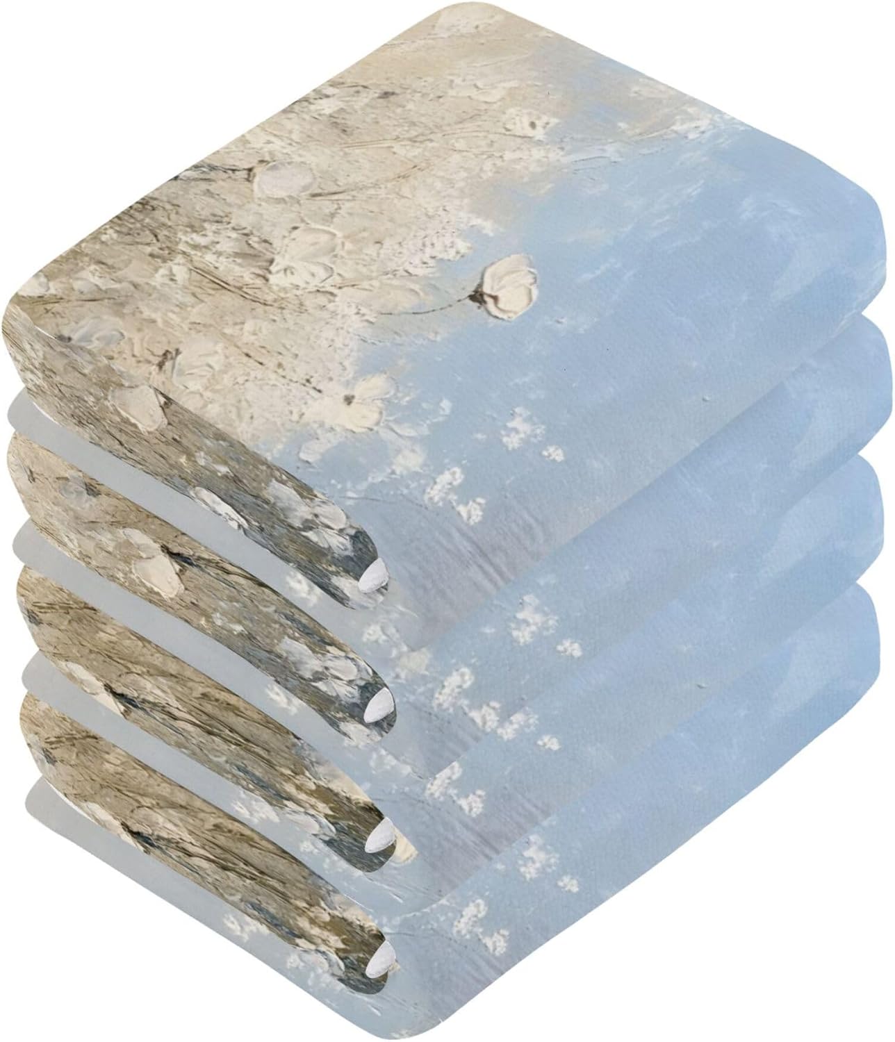 Xigua White Flowers Washcloths Set of 2 12x12 Inch
