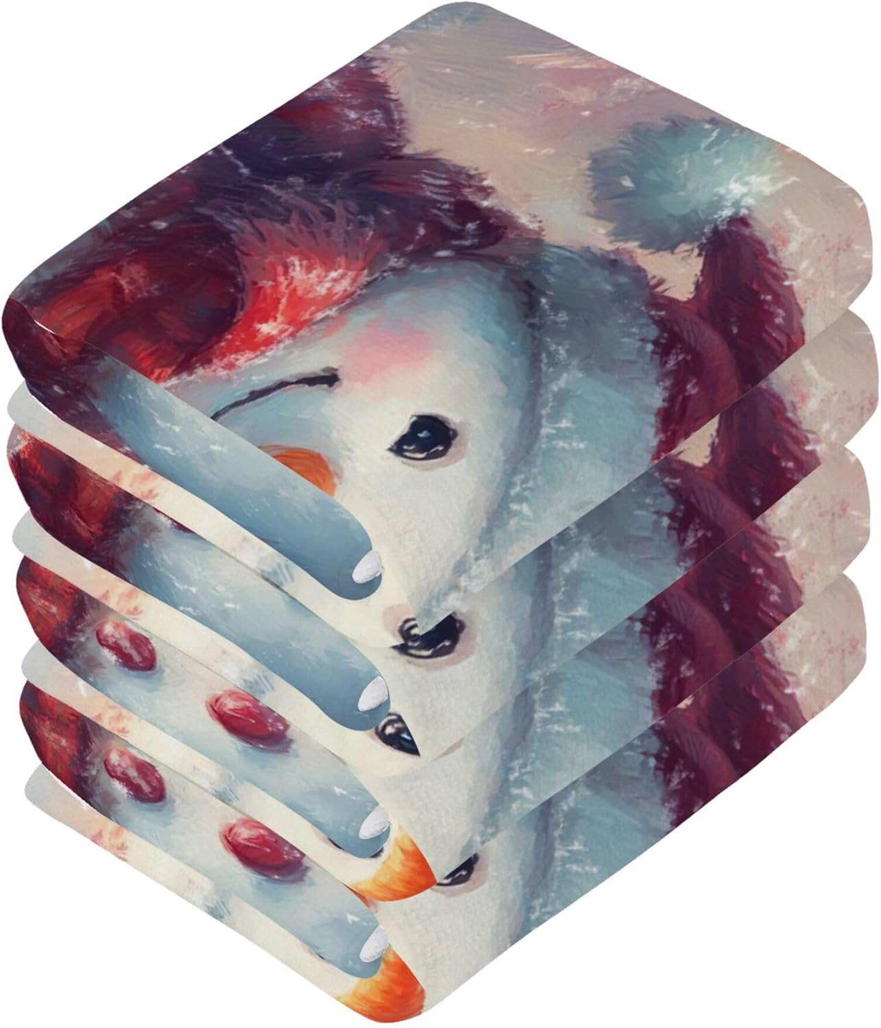 Xigua Cute Snowmen Washcloth Set Glowing-Fast Drying Towels for Hand Face