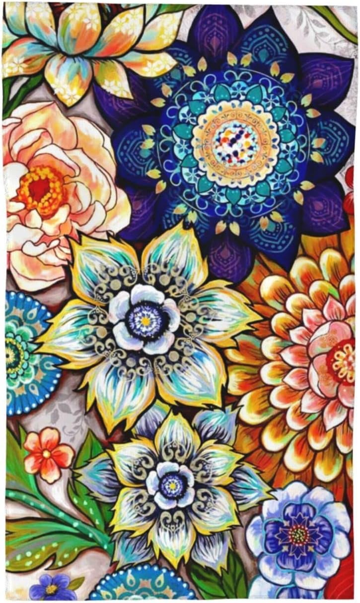 DJTRRF Tropical Boho Flower Bathroom Towels 16x275 in