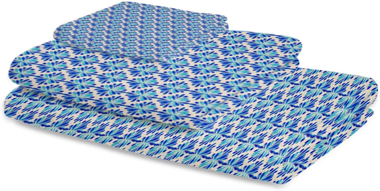 Boanket Blue Flowers 3-Piece Bath Towel Set