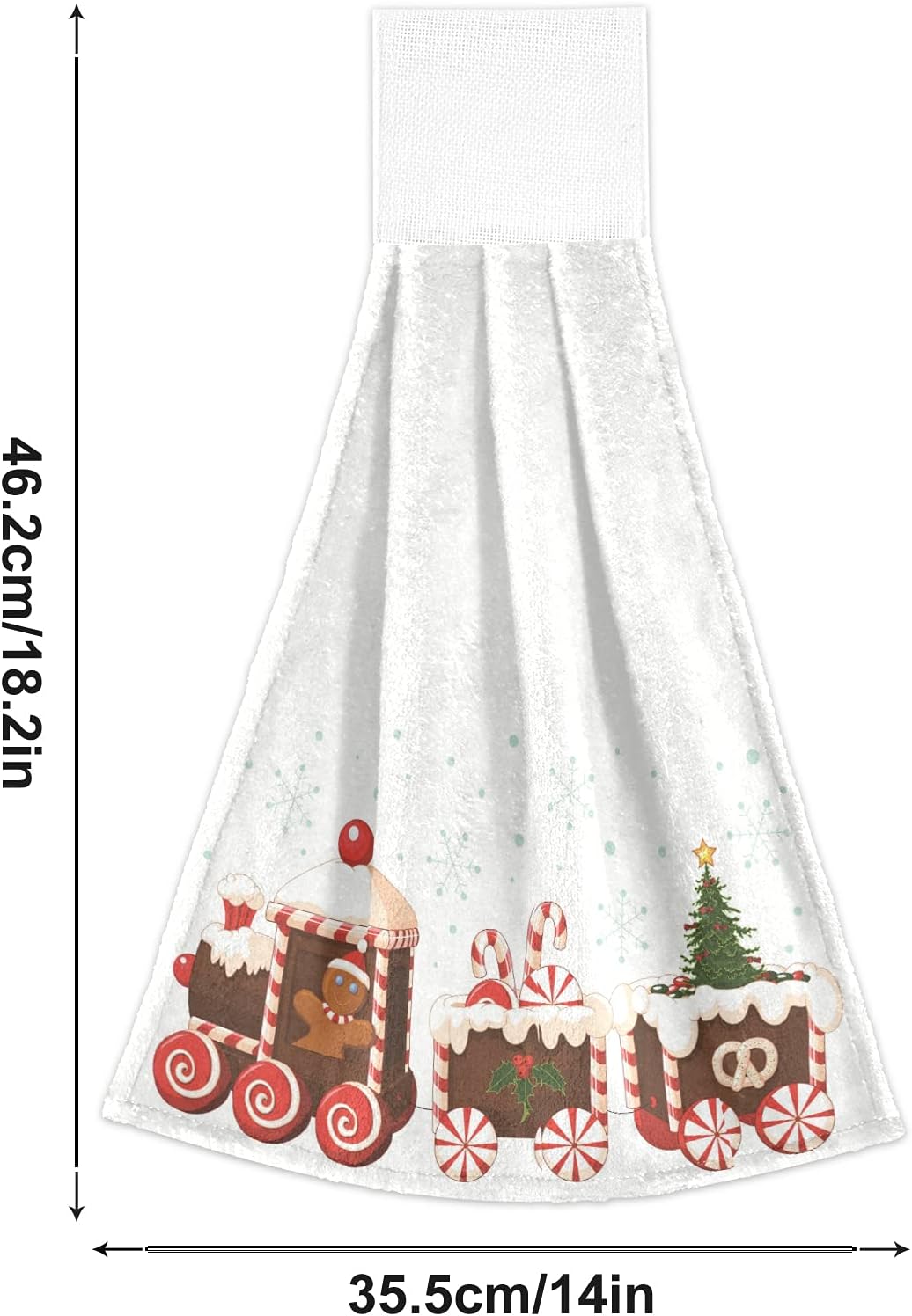 Aslsiy Christmas Gingerbread Train Hanging Kitchen Towels Set of 2