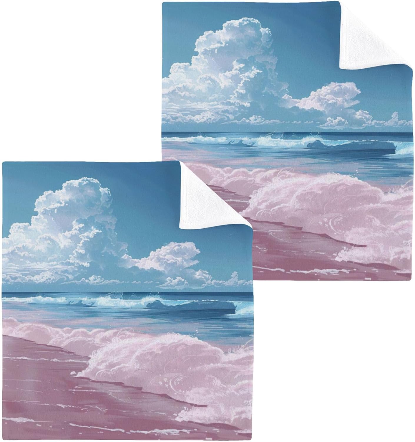 Xigua Beach Washcloths Set of 2 12x12 Inch