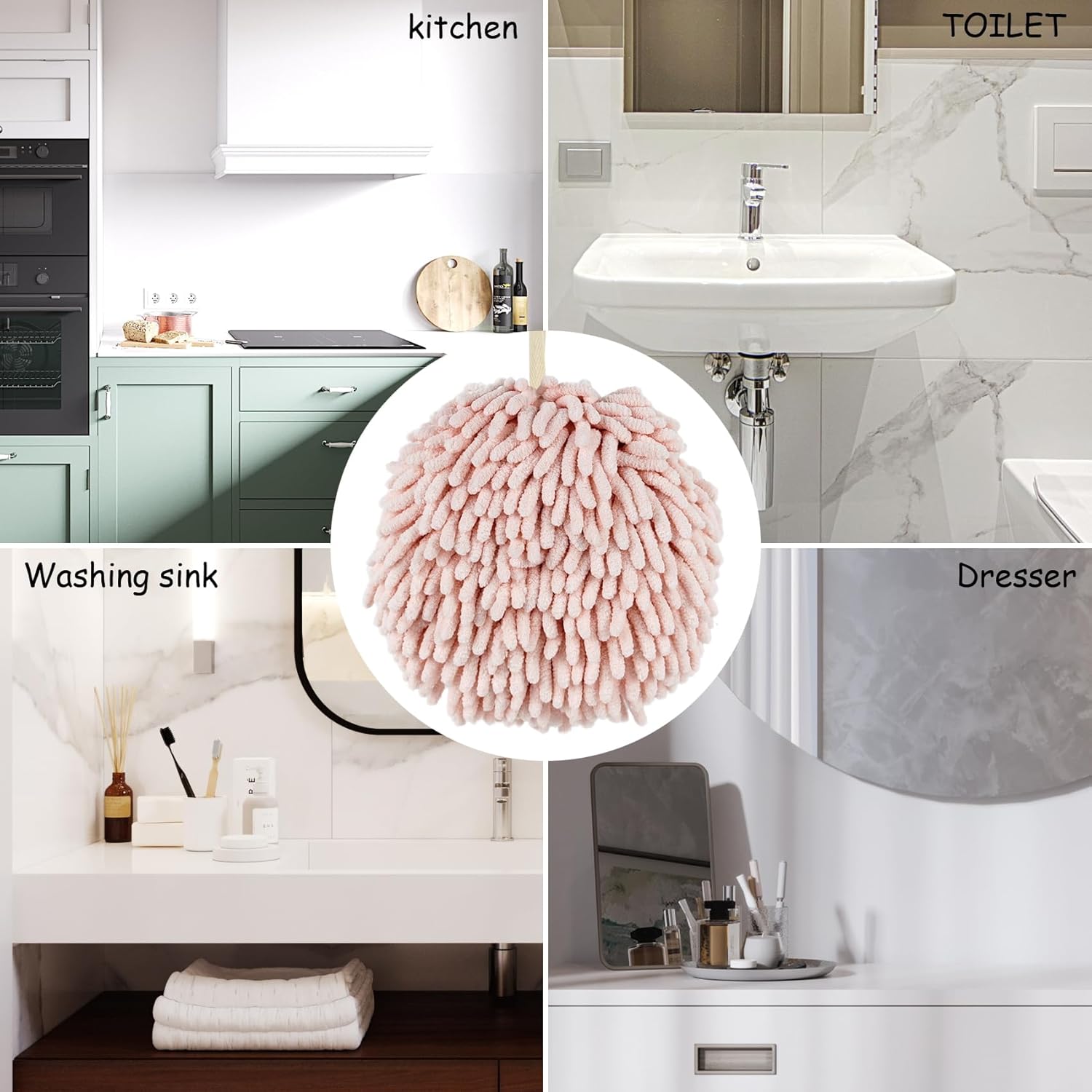 MEET WANT Fuzzy Ball Hand Towels