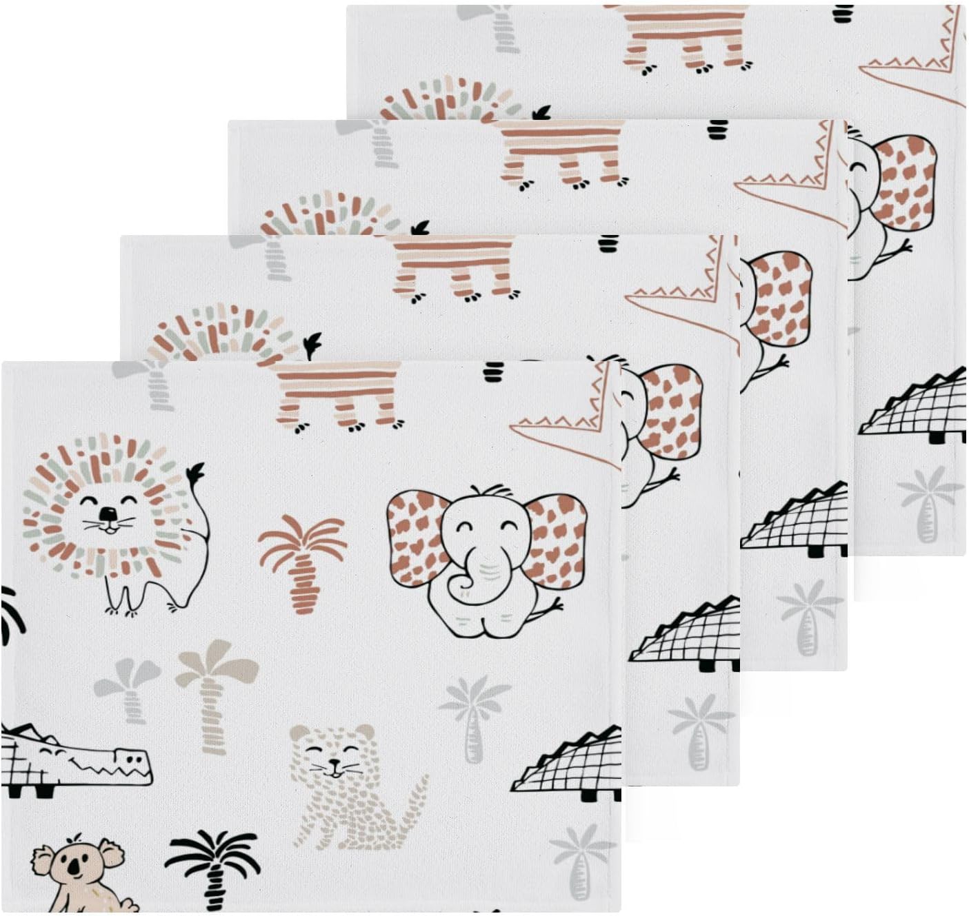 Cartoon Animal Washcloths 2 Pack for Baby and Bath