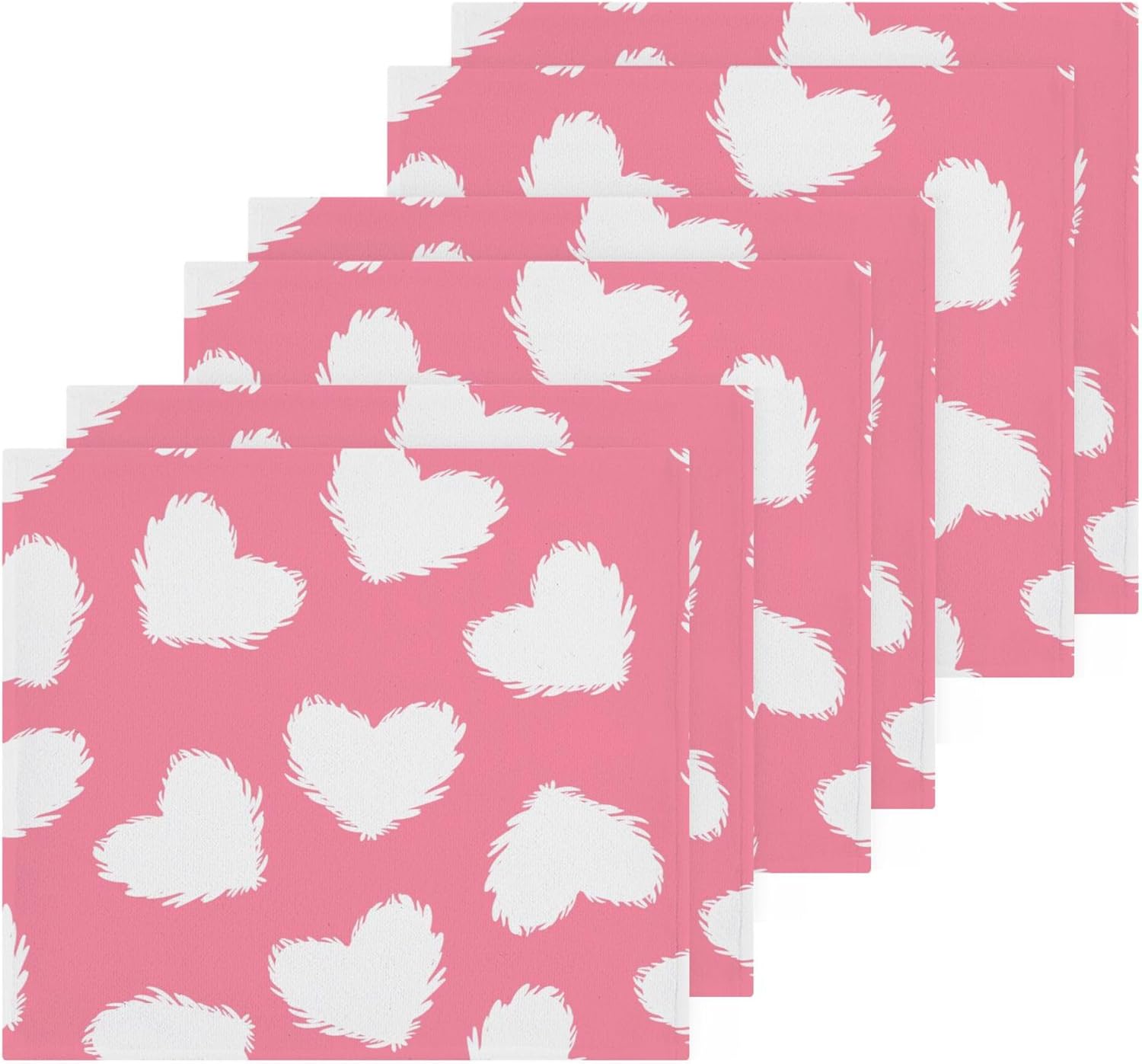 Xigua White Heart Washcloths Set of 2 12x12 Inch