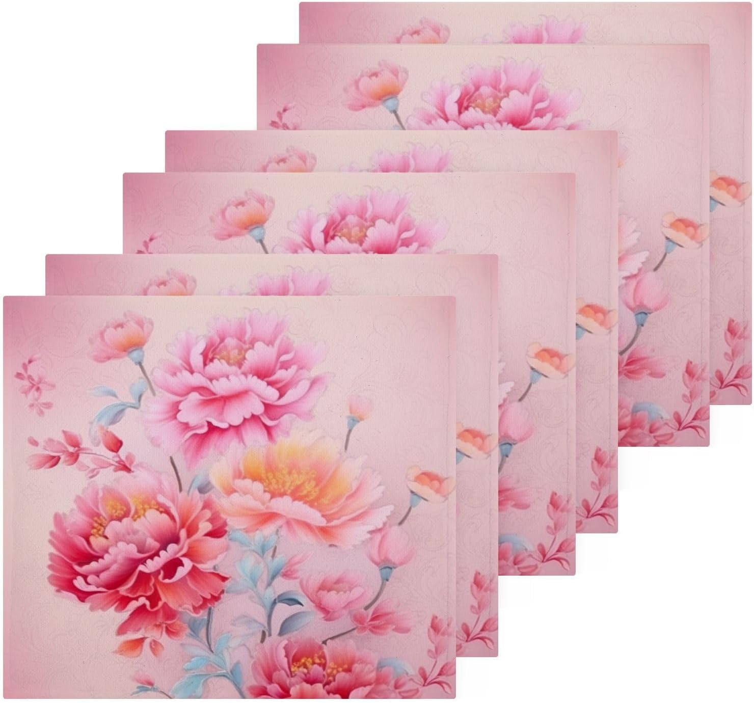 Yettasin Peony Flower Washcloths Soft Absorbent Reusable Baby Face Towels