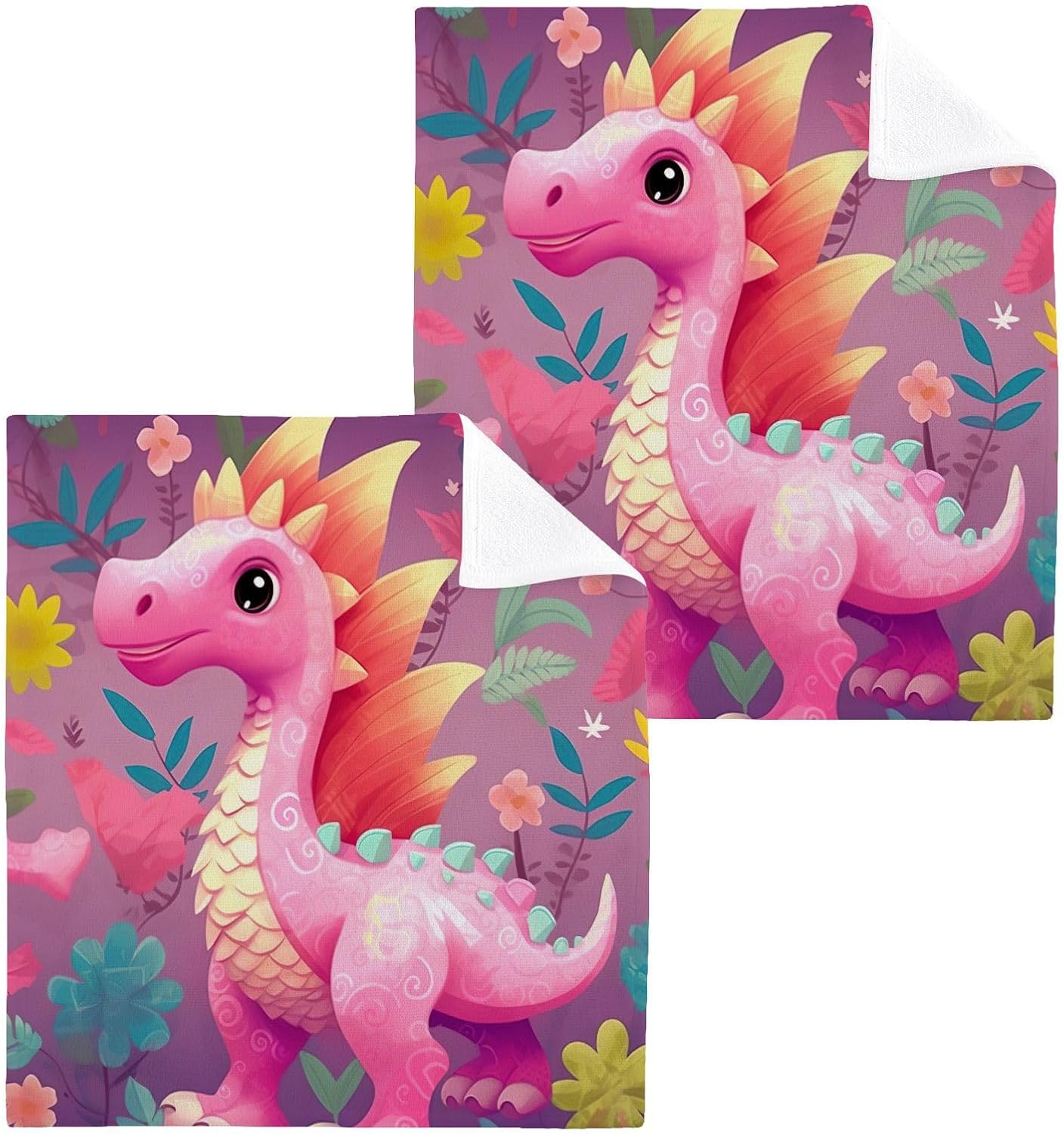 Dinosaur-Shaped Soft Washcloth Set for Babies Reusable 12x12