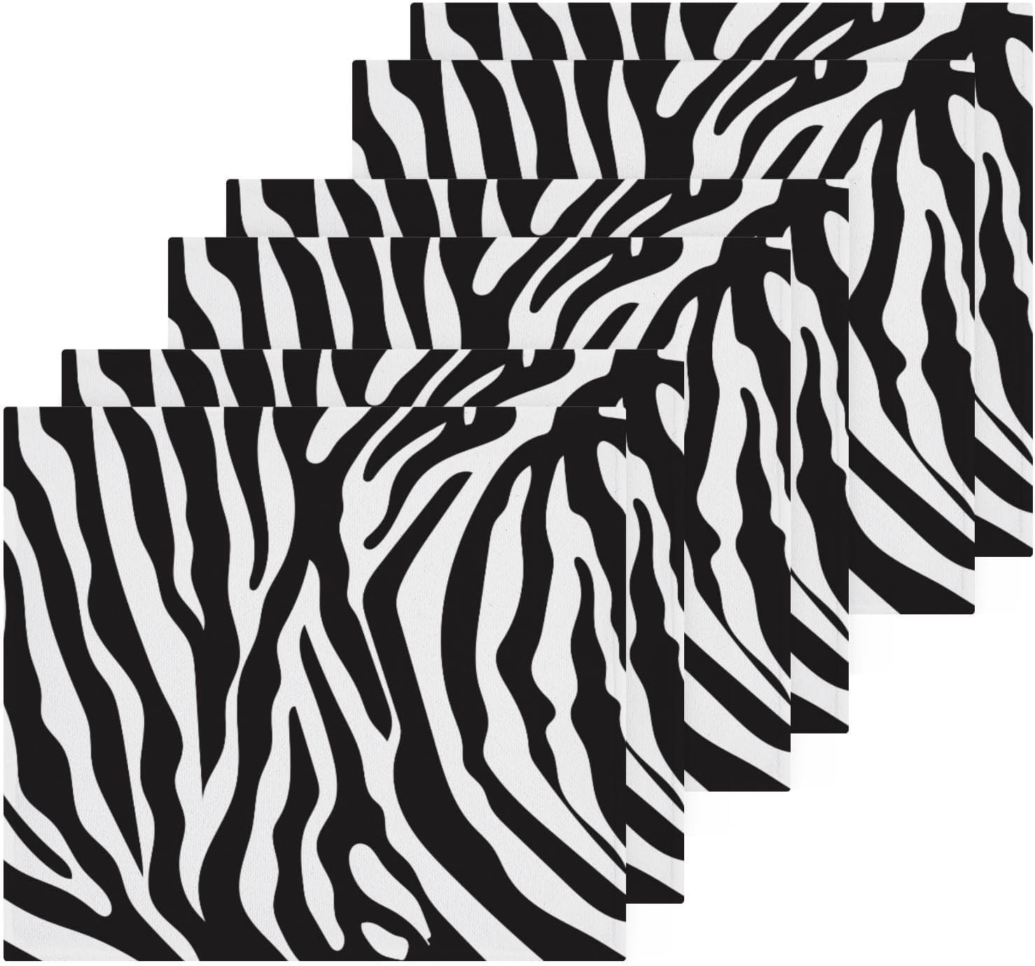 FUGIDOG Zebra Print Cotton Washcloth Set - Soft Absorbent Face Towels