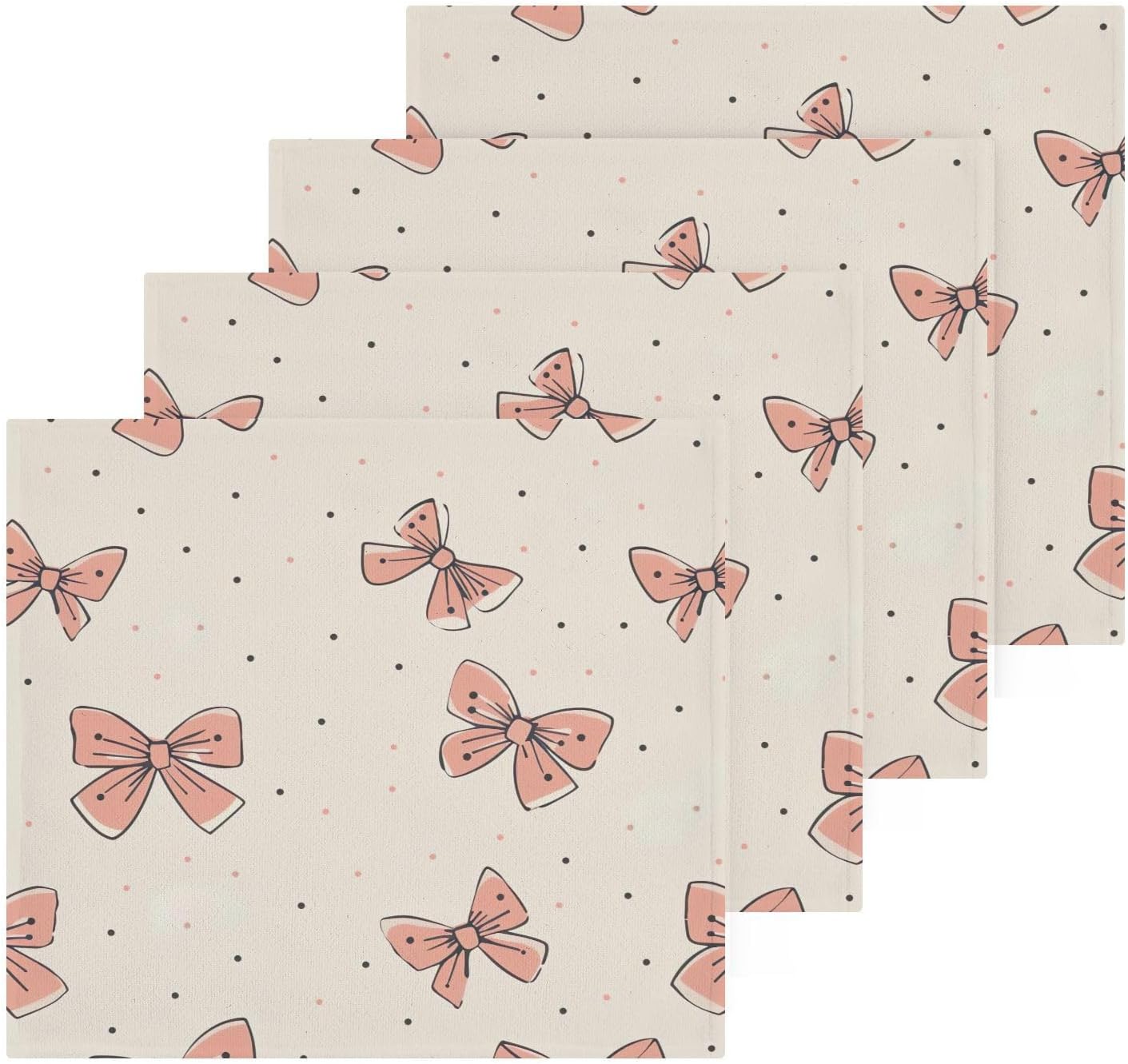 Light Pink Bow Washcloth Set