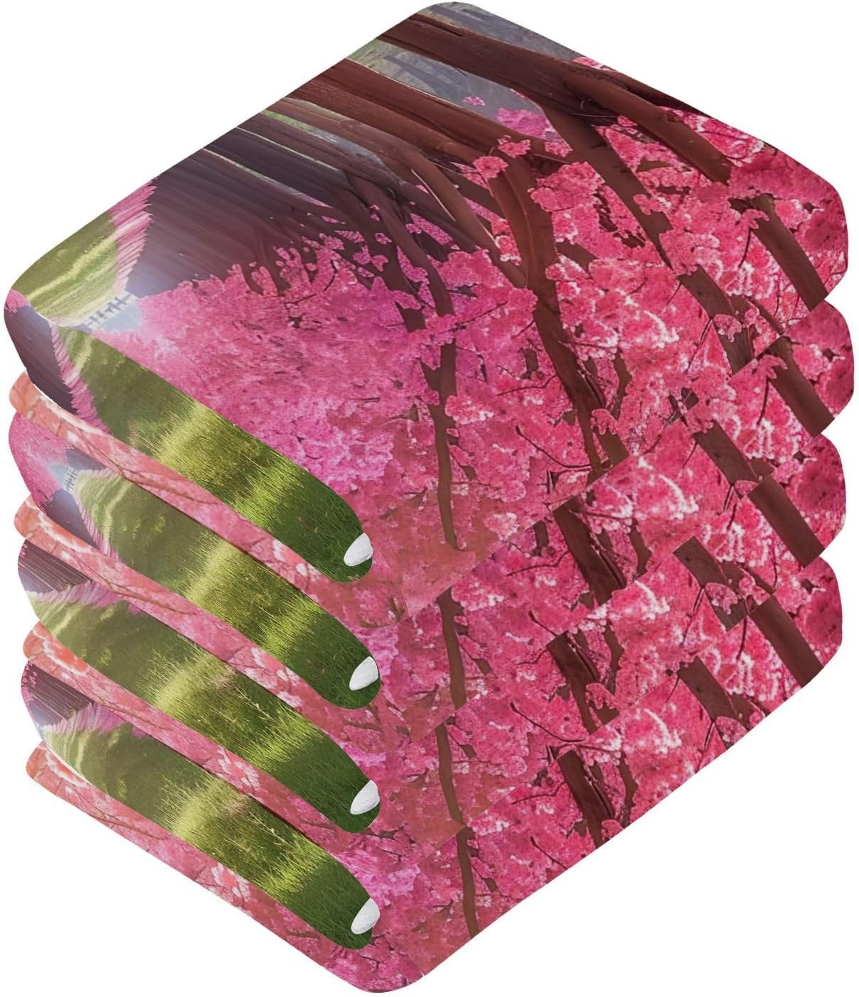 Cherry Blossoms Washcloths 2 Pack Soft Reusable Face Towels