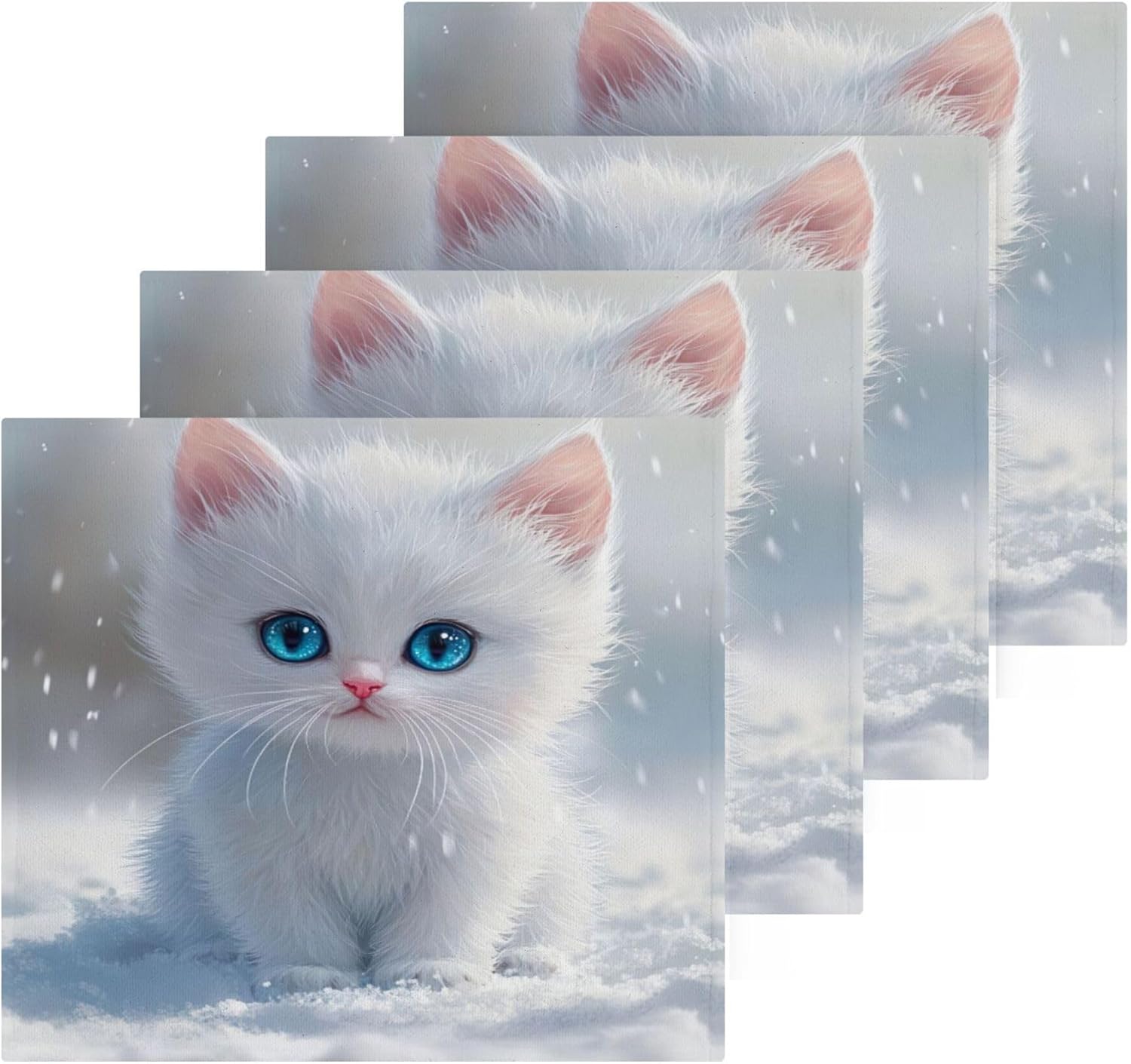 Xigua Cute Kitten Washcloth Set