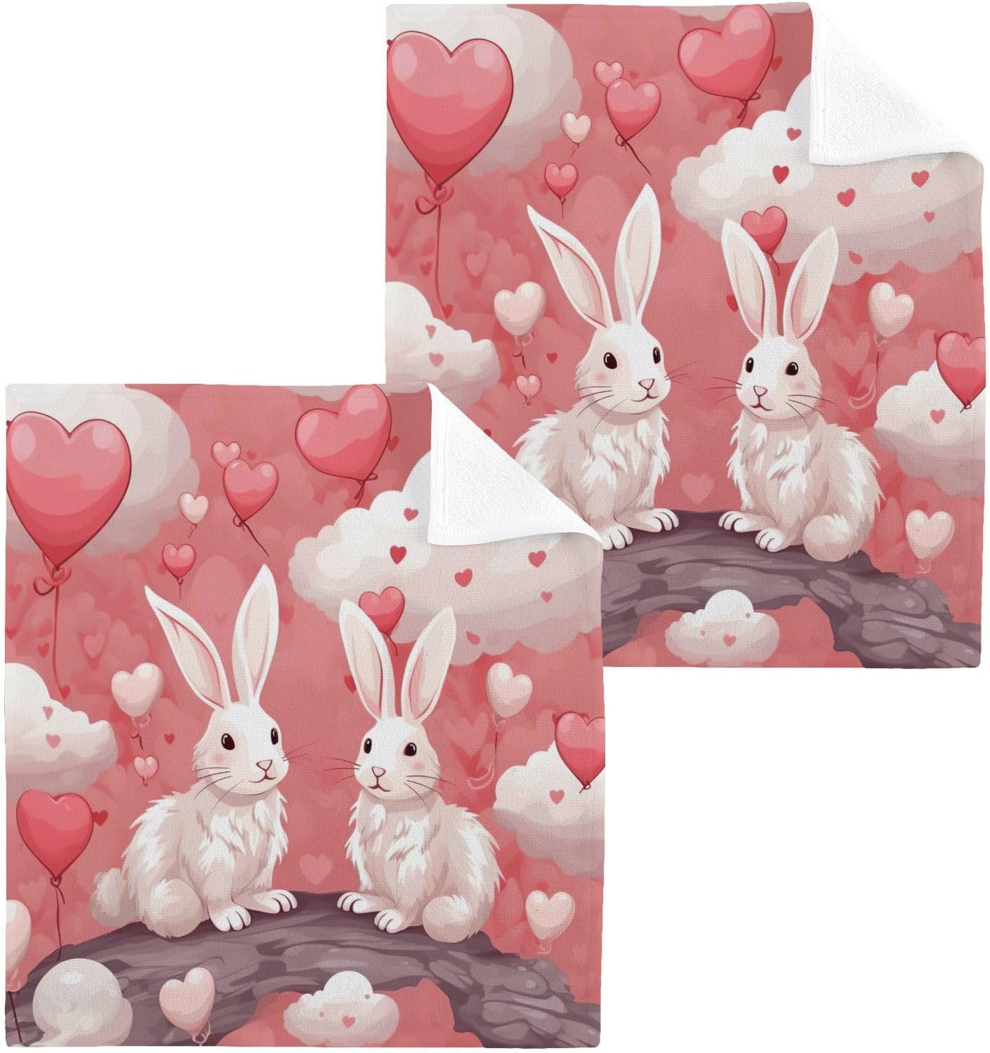 YETTASBIN Bunny Heart Washcloth Set 2-Pack