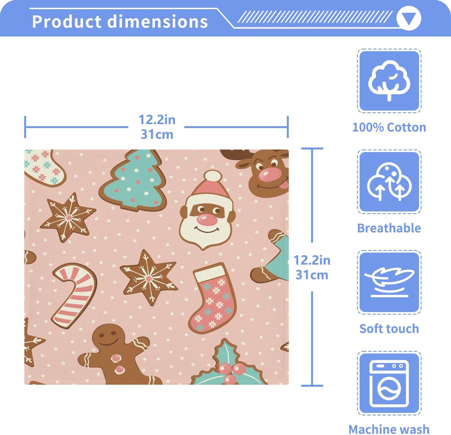 Xigua Christmas Face Towels Set Fast Drying Non-Toxic Multi-Purpose