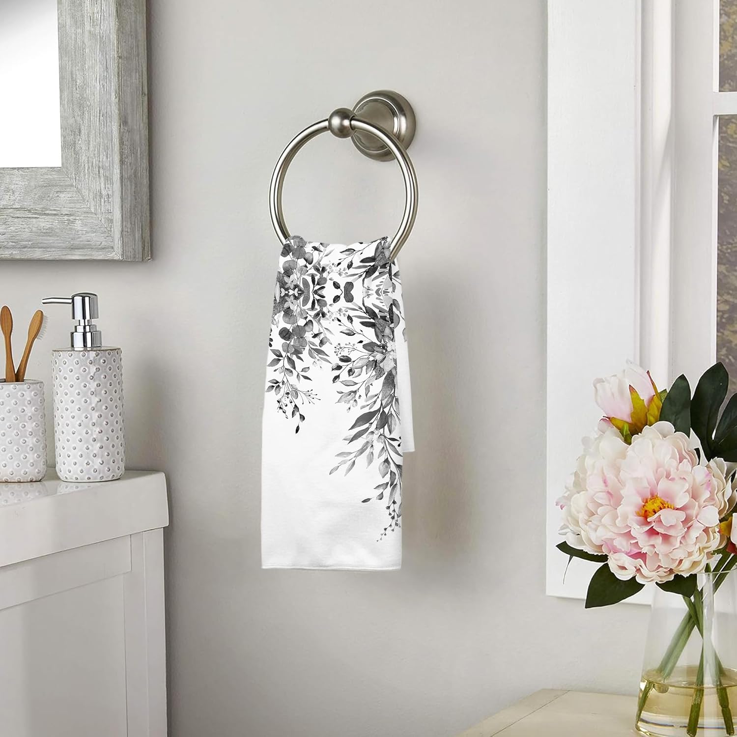 Premium 2-Pack Gray Eucalyptus Bathroom Hand Towels