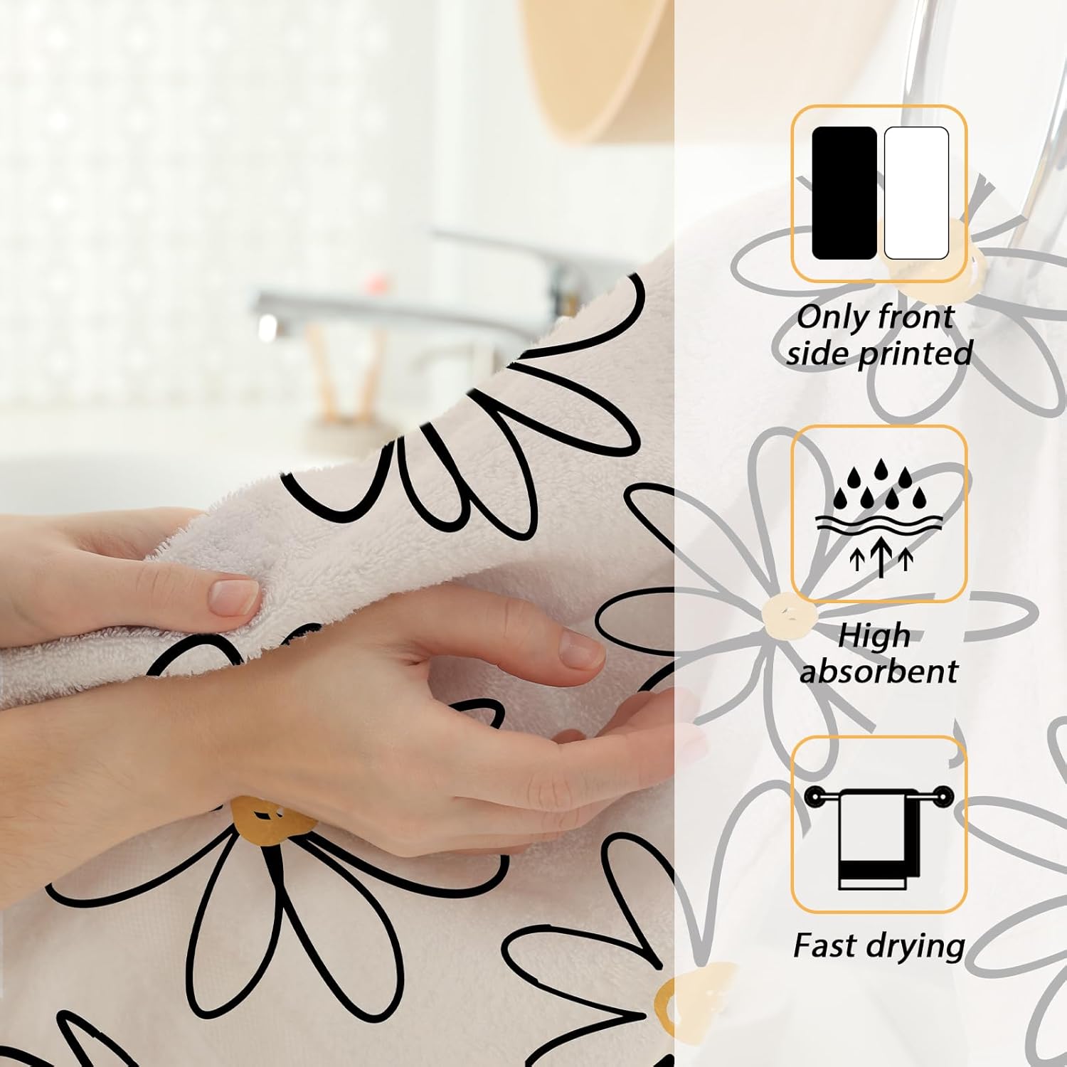 Double-Soft Daisy Floral Bath Towels for Home Gym