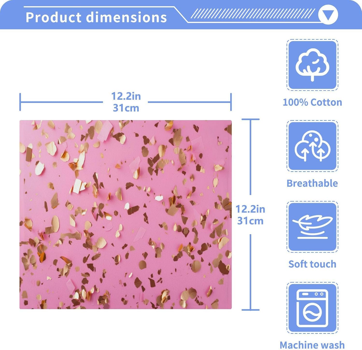 Rose Gold Fireworks Washcloth Set Soft Reusable Absorbent 12x12