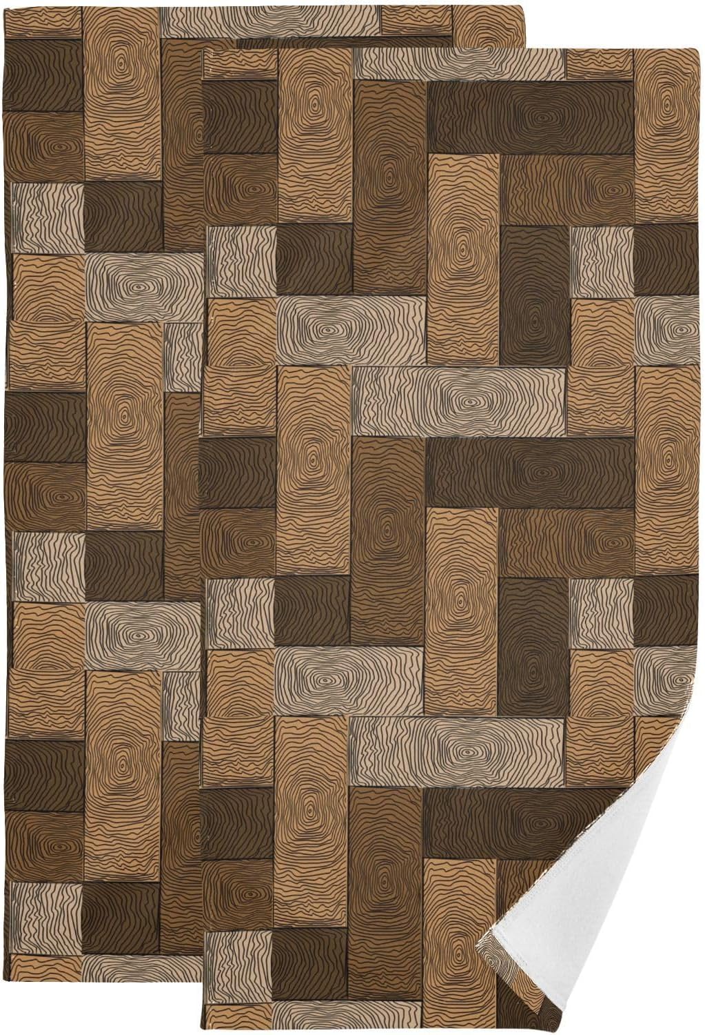 XALOGEER Brown Beige Parquet Hand Towels 14x28