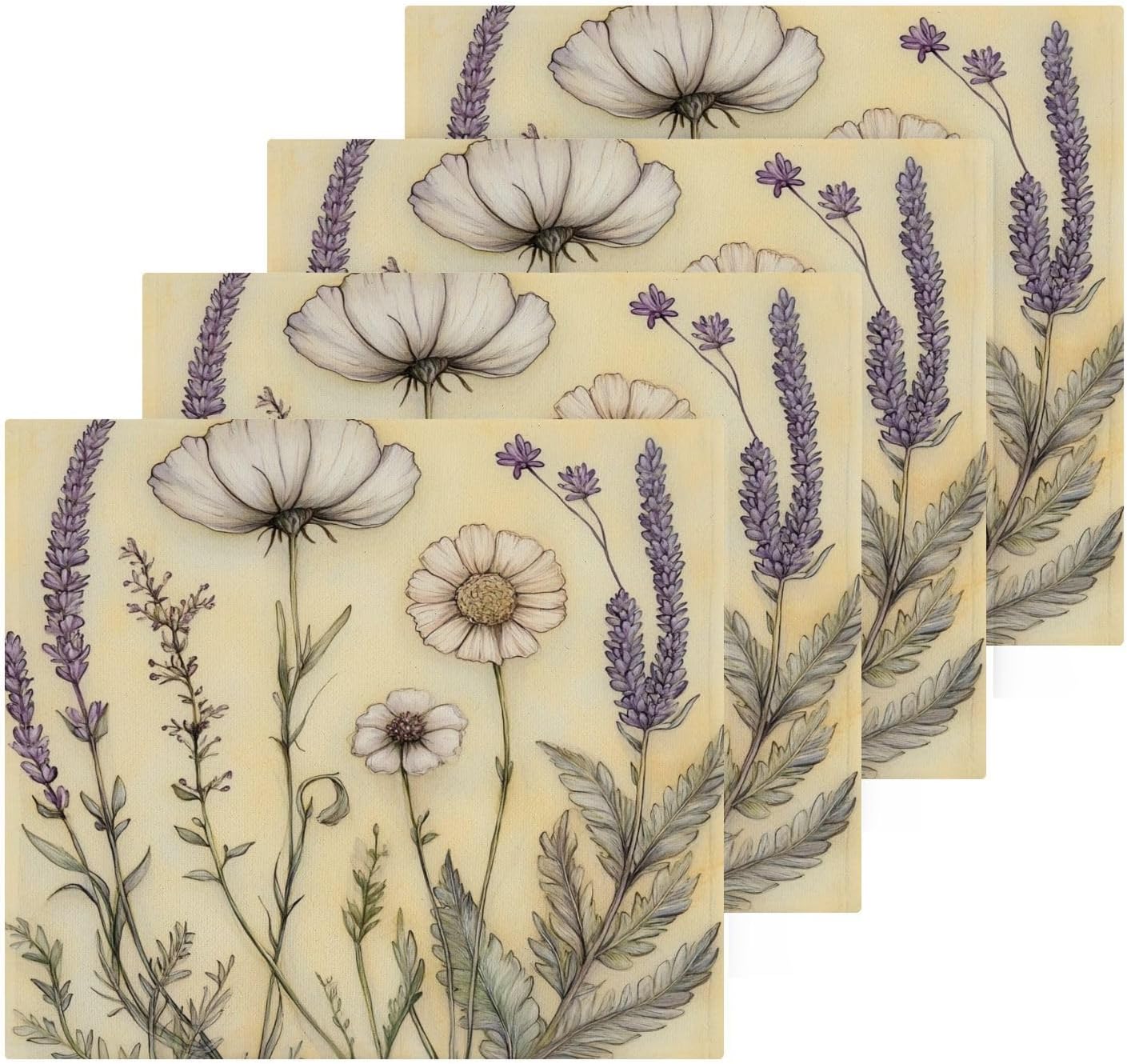 Haskirky 4 Pack Lavender Washcloths - 12x12 Inches Soft Face Towels