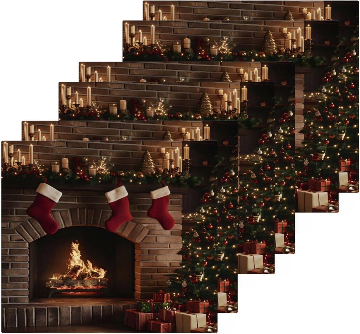 Xigua Christmas Tree fireplace washcloth set 12 inch