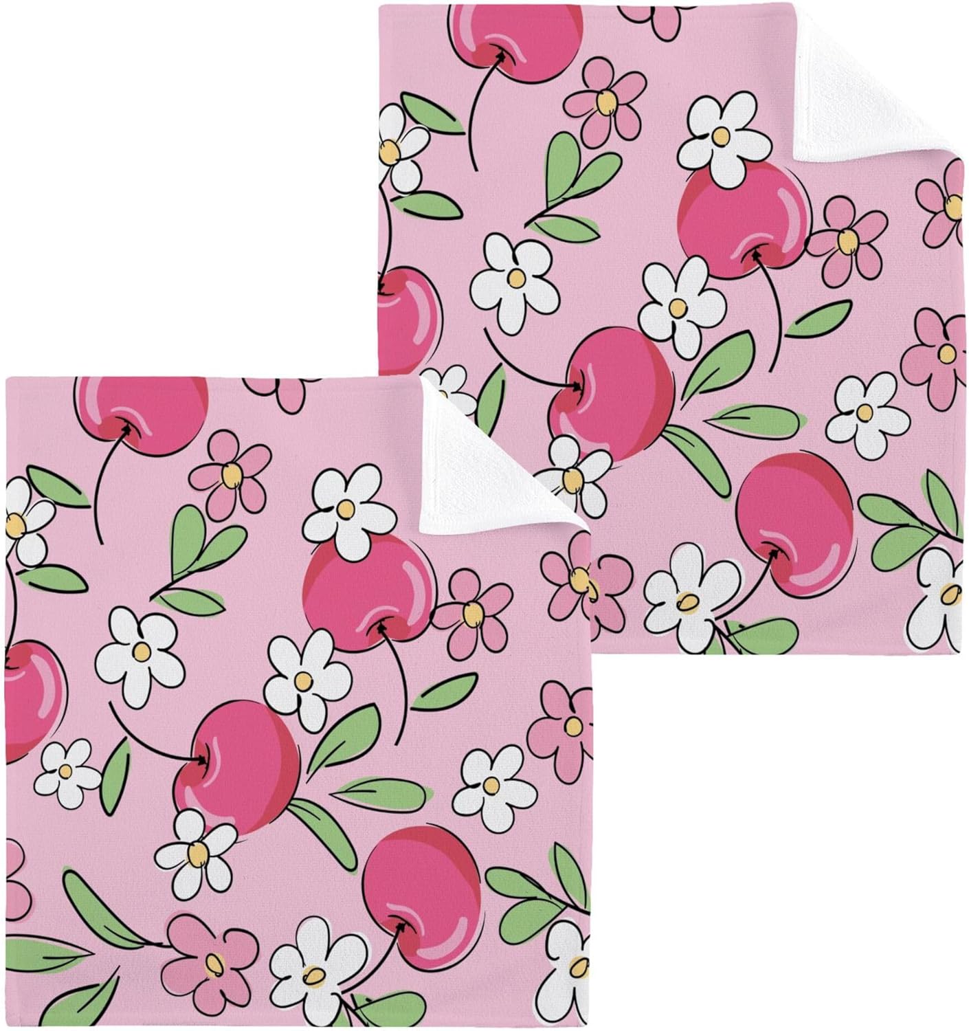 Xigua Cute Cherry Washcloths Set of 2 12x12 Inch