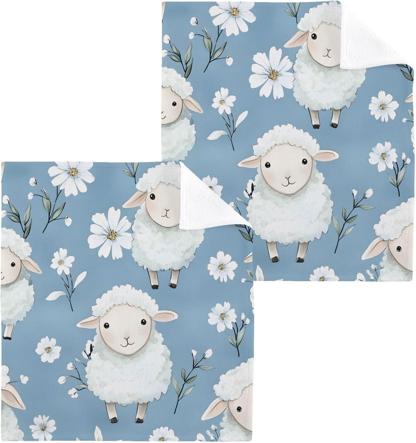 XiguaCute Baby Sheep Washcloth Set Fast Drying Multi-Purpose 12x12 Inch