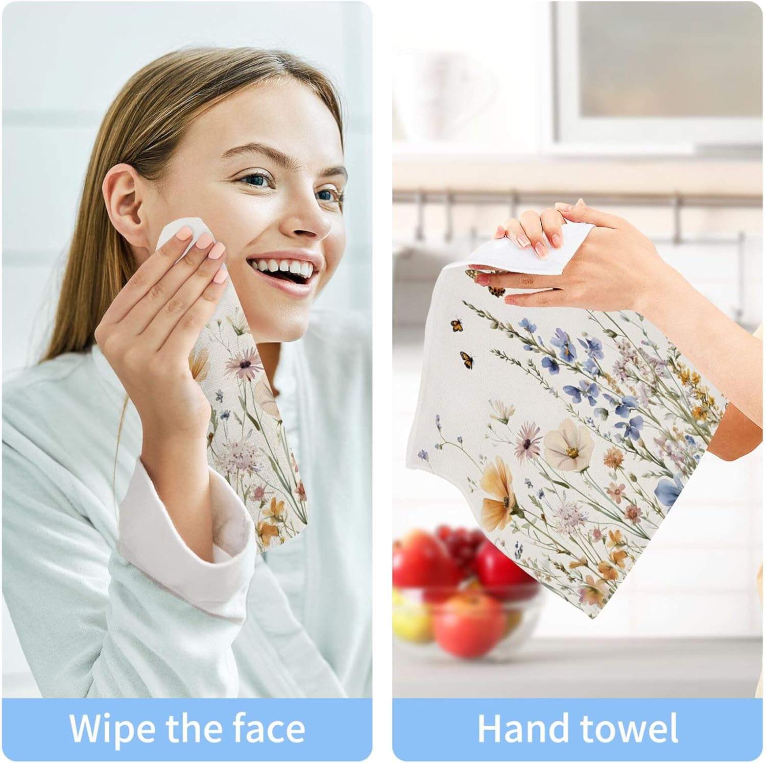 Xigua Wildflowers Washcloths Set of 2 12x12 Inch 1